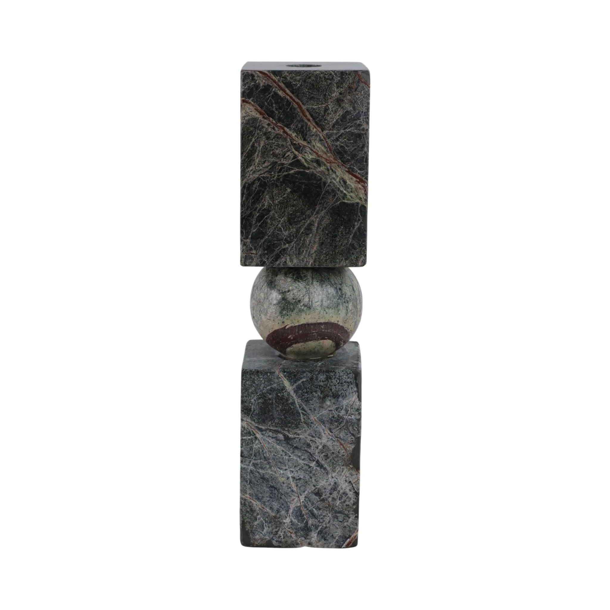12x3" Chunky Marble Taper Holder, Forest Green - Image 4
