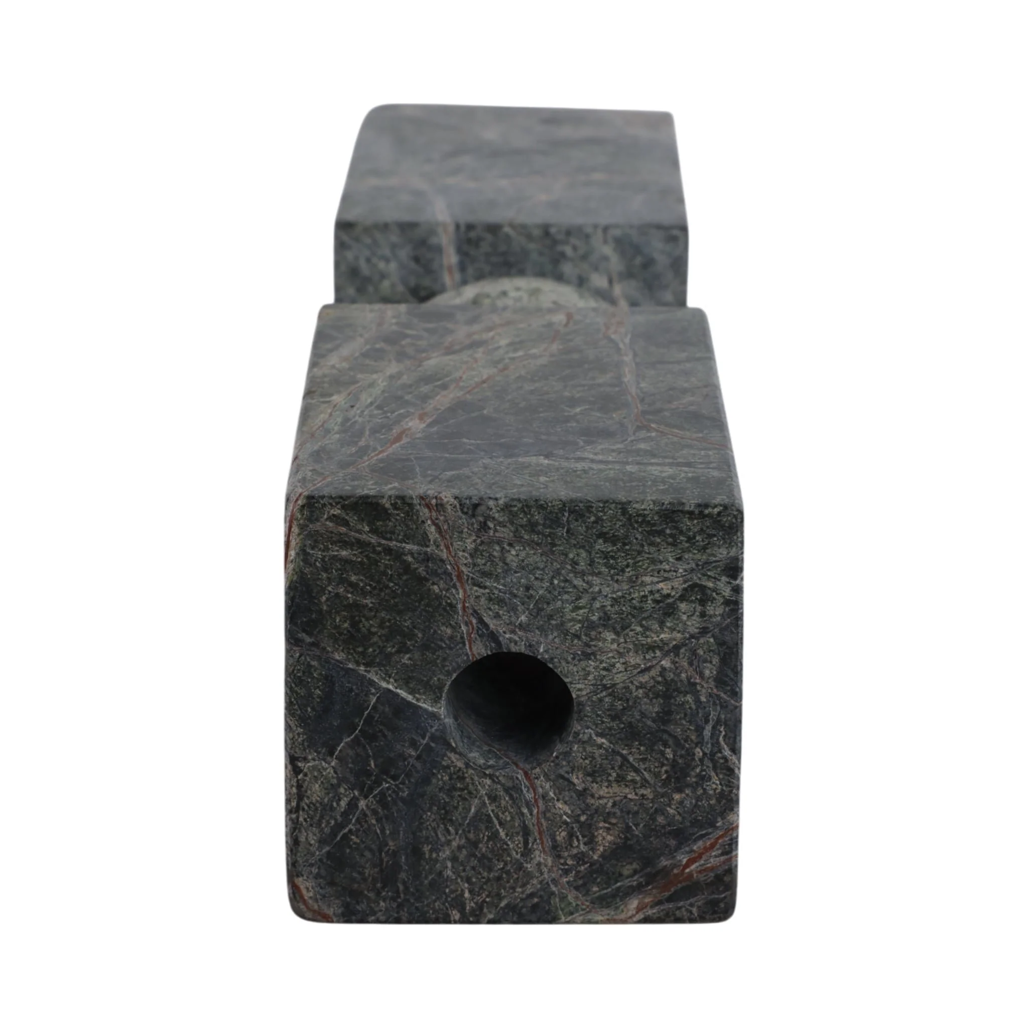 12x3" Chunky Marble Taper Holder, Forest Green - Image 6