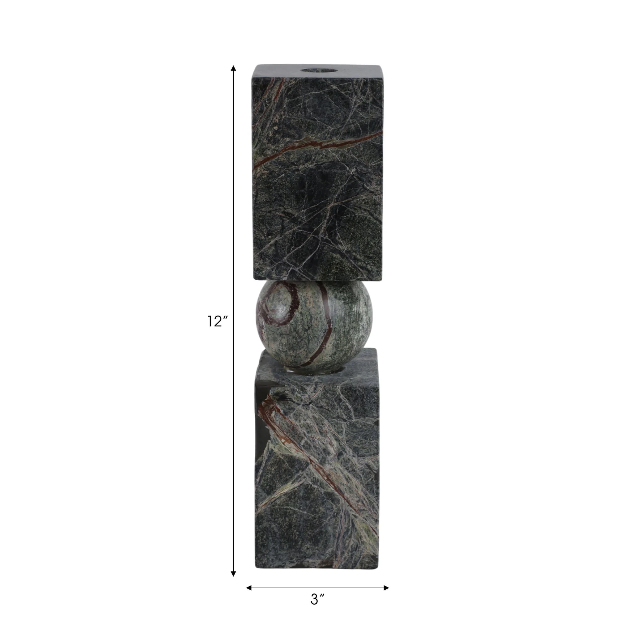 12x3" Chunky Marble Taper Holder, Forest Green - Image 8