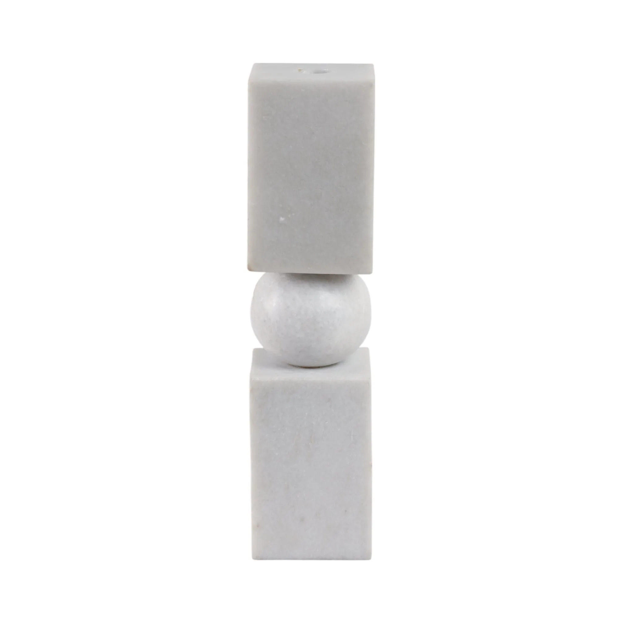 12x3" Chunky Marble Taper Holder, White - Image 3