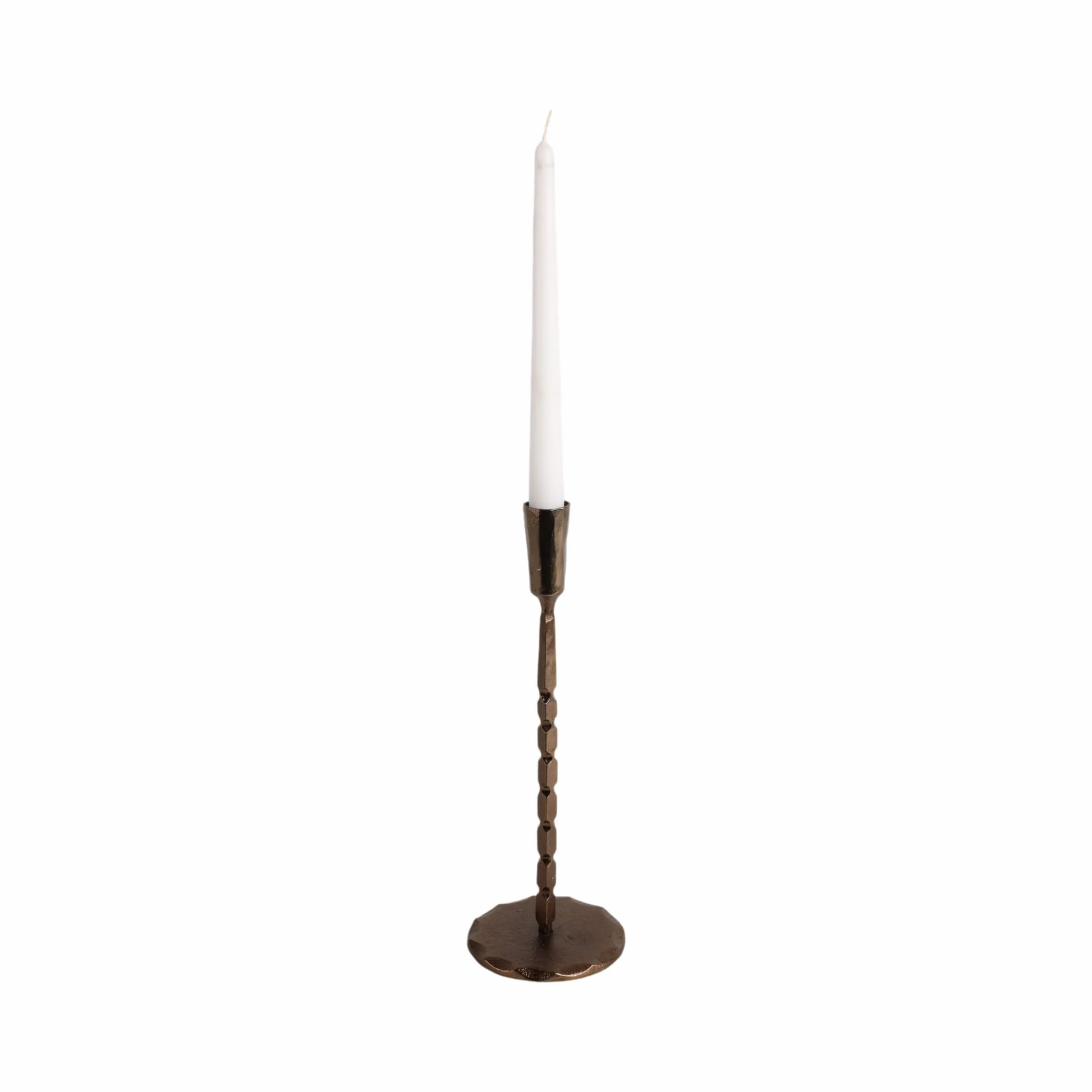12x4" Forged Cast Iron Taper Holder, Matte Bronze - Image 2