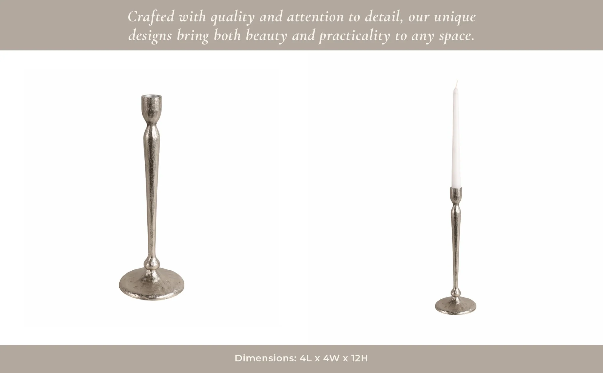 12x4" Traditional Cast Iron Taper Holder, Silver - Image 13