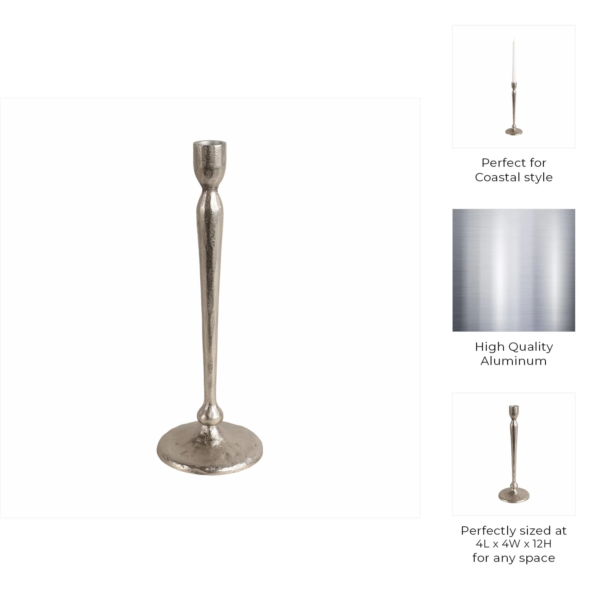 12x4" Traditional Cast Iron Taper Holder, Silver - Image 9