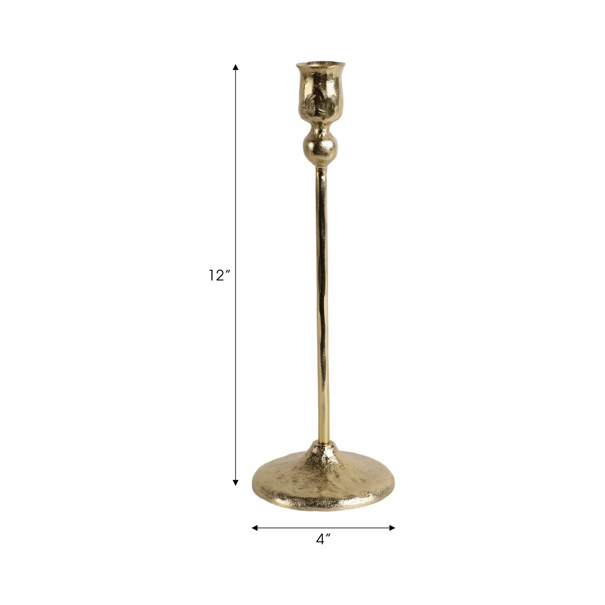 12x4" Vintage Taper Holder, Gold - Image 8