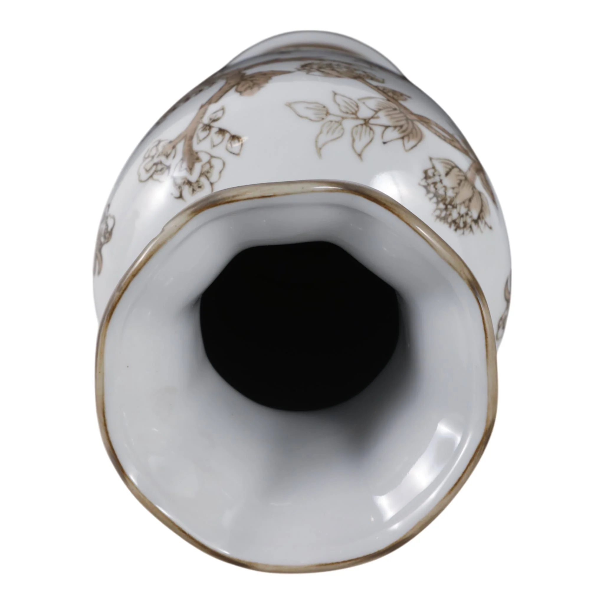 12x5" Chinoiserie Bird & Vines Vase, Brown/white - Image 6
