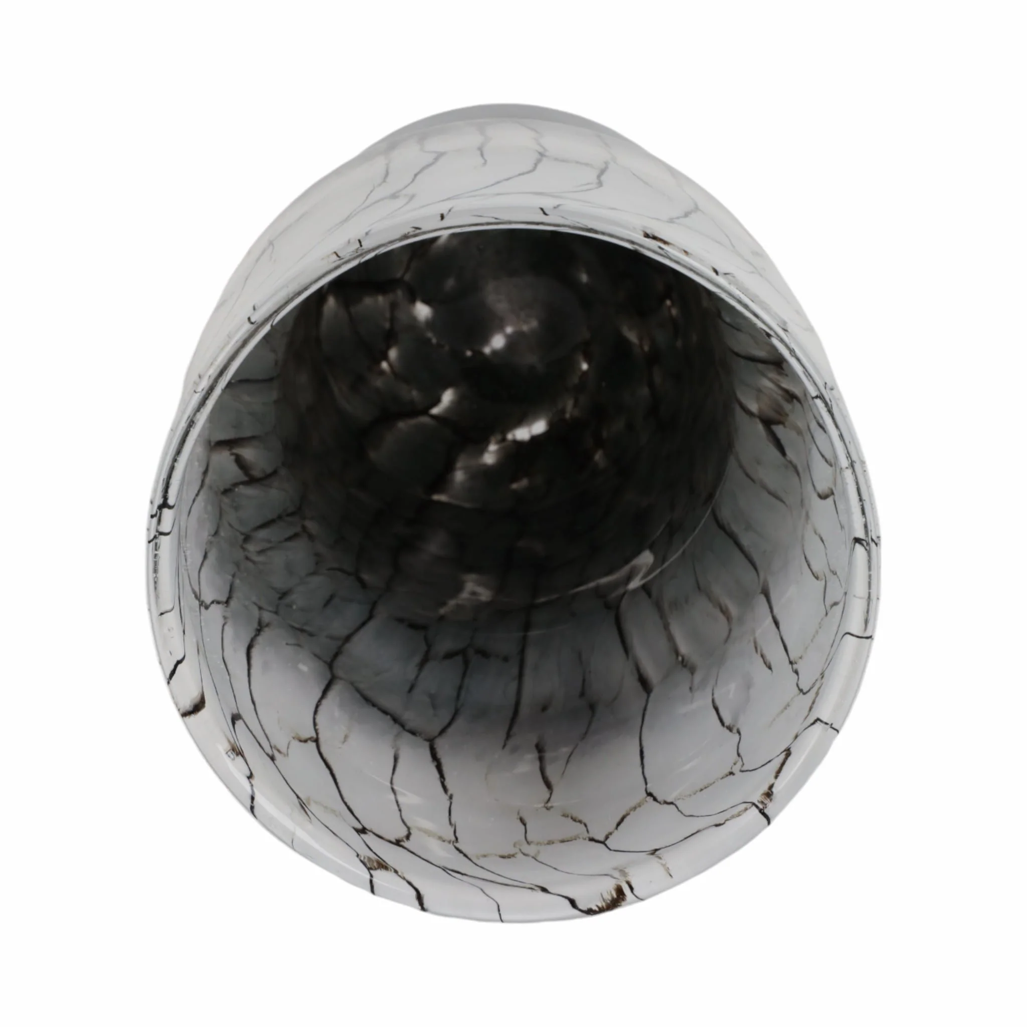 12x6" Abstract Glass Vase With Veining, White/blac - Image 6
