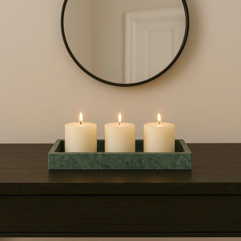 12x6" Marble Candle Tray, Green - Image 12