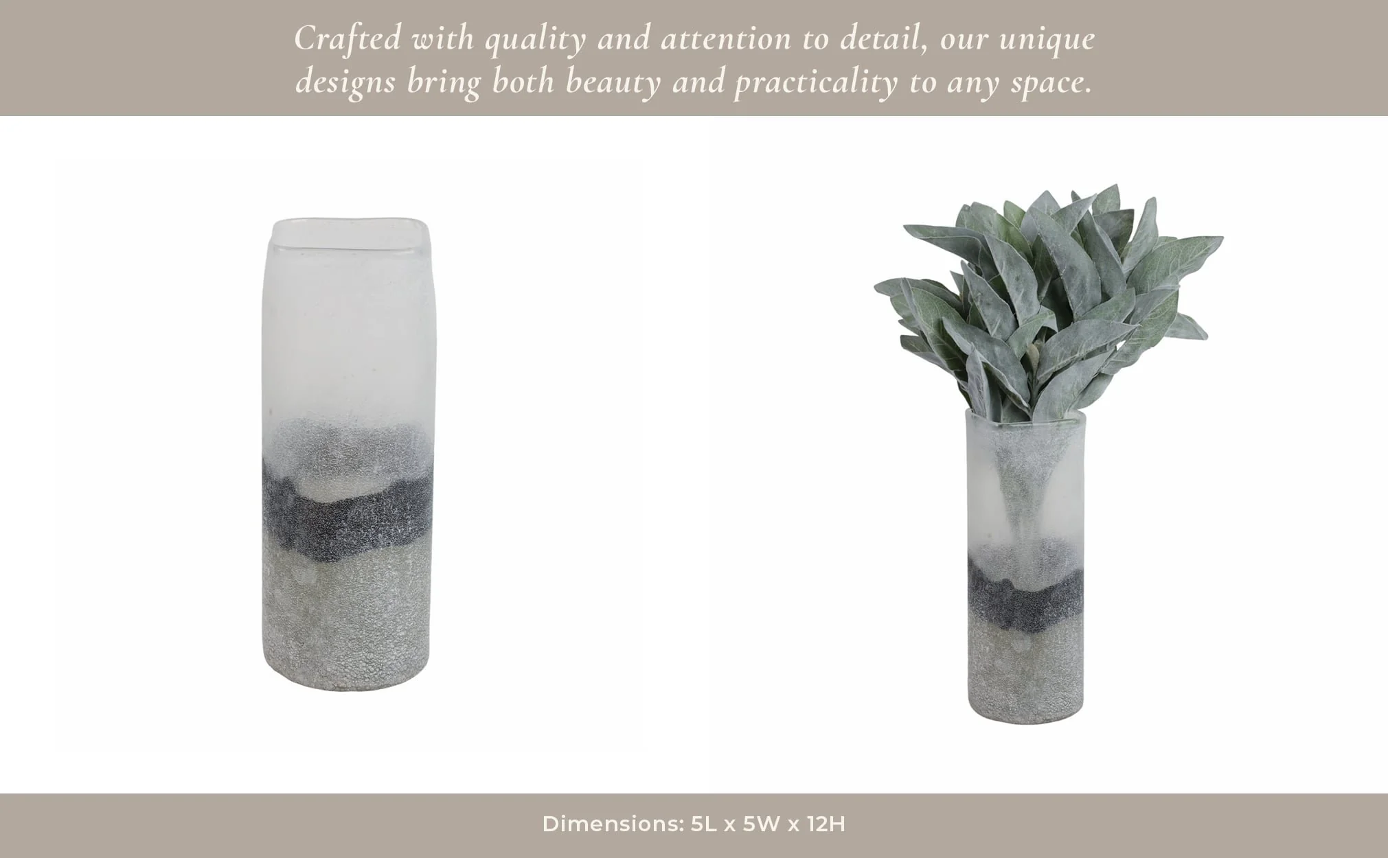 12x6" Ombre Soda Finish Glass Vase, Clear/black - Image 12