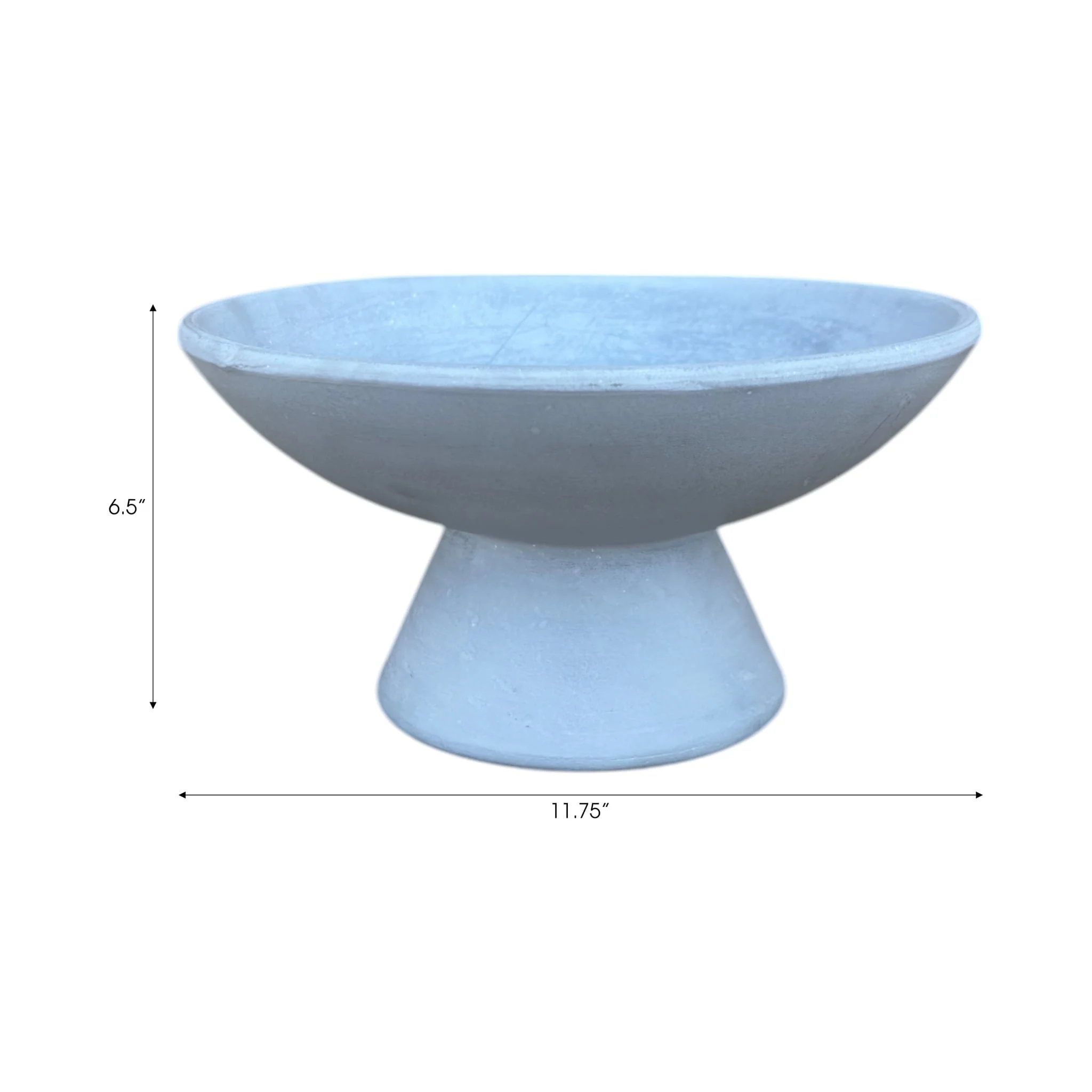 12x6" Terracotta Pedestal Bowl, Blue - Image 8