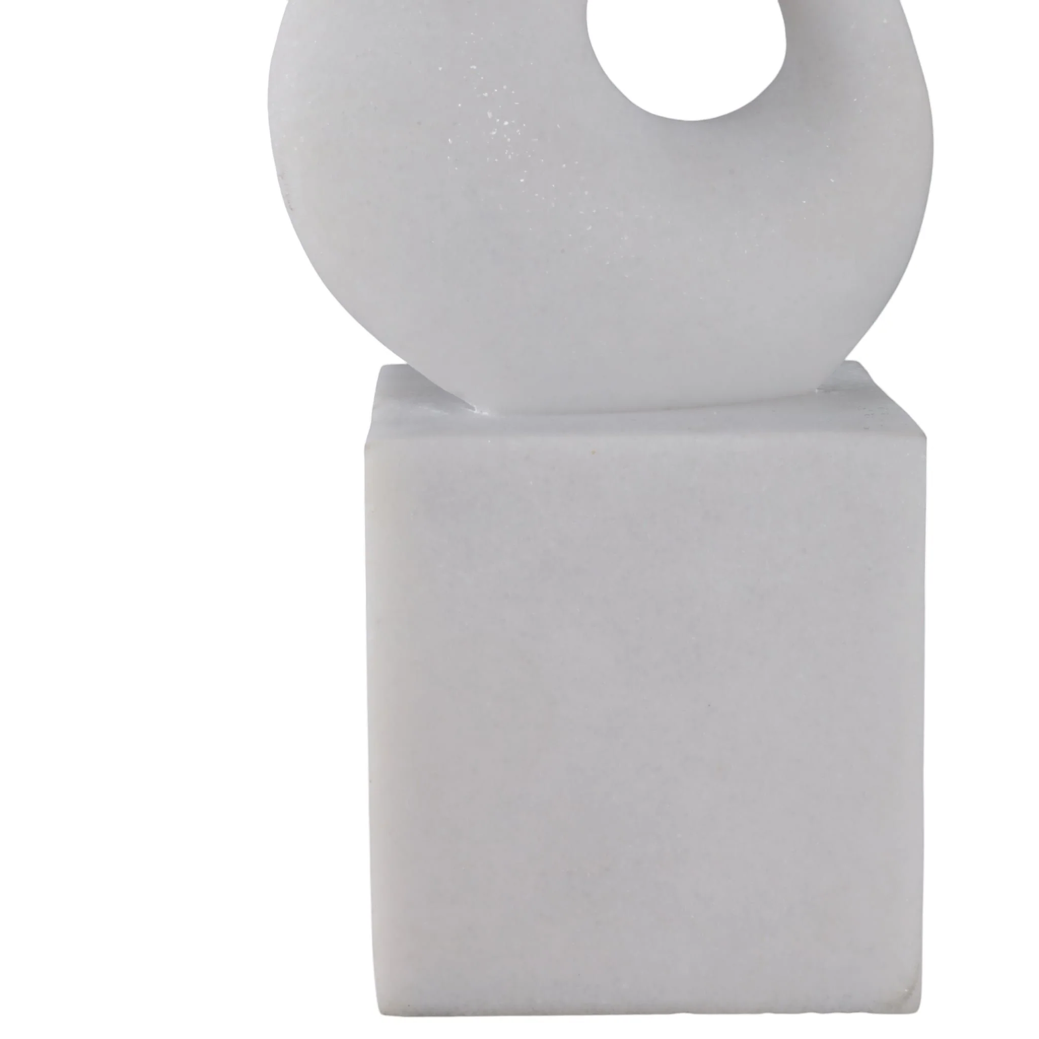 12x7" Abstract Resin Sculpture On Base, White - Image 5