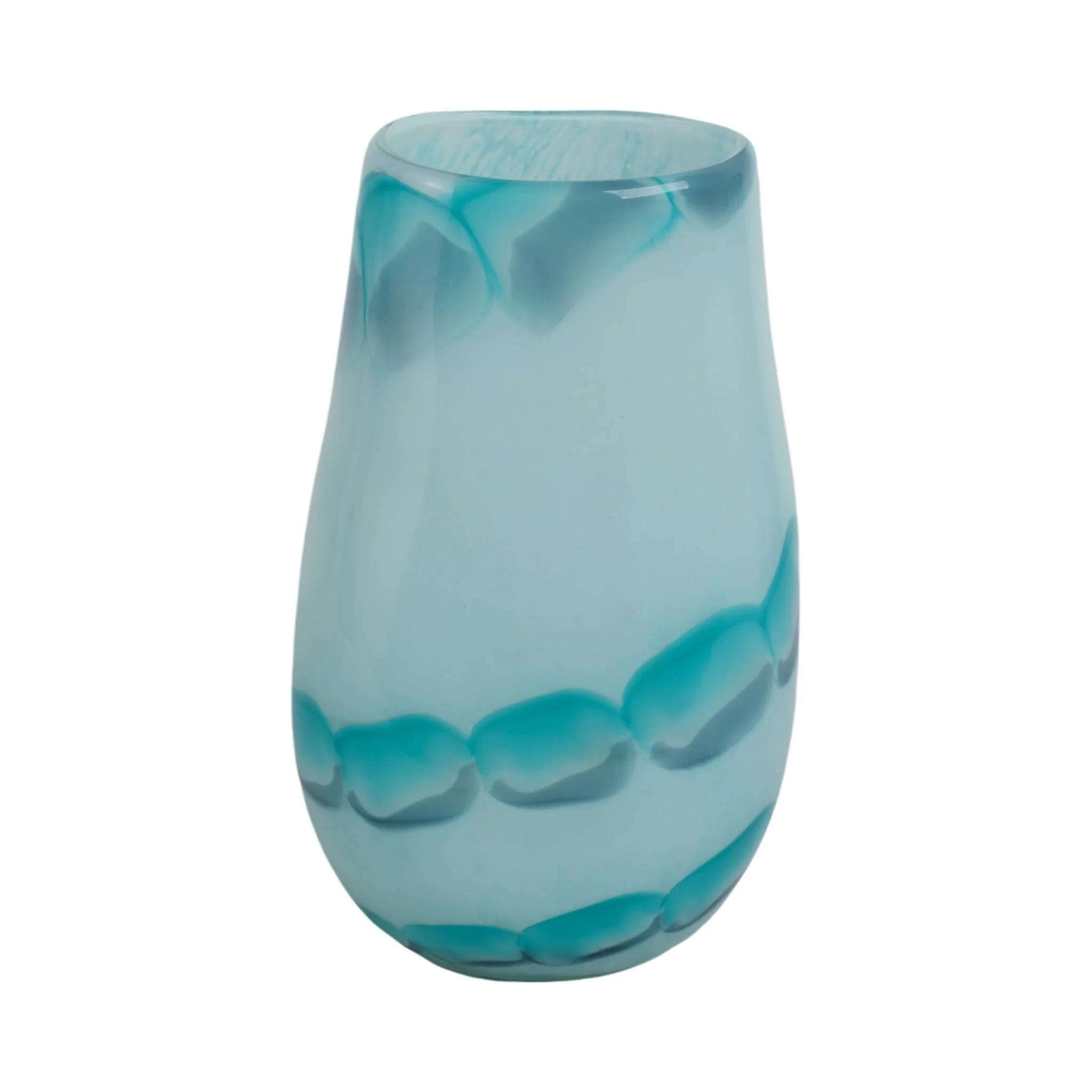 12x7" Bead Pattern Glass Vase, Blue - Image 4