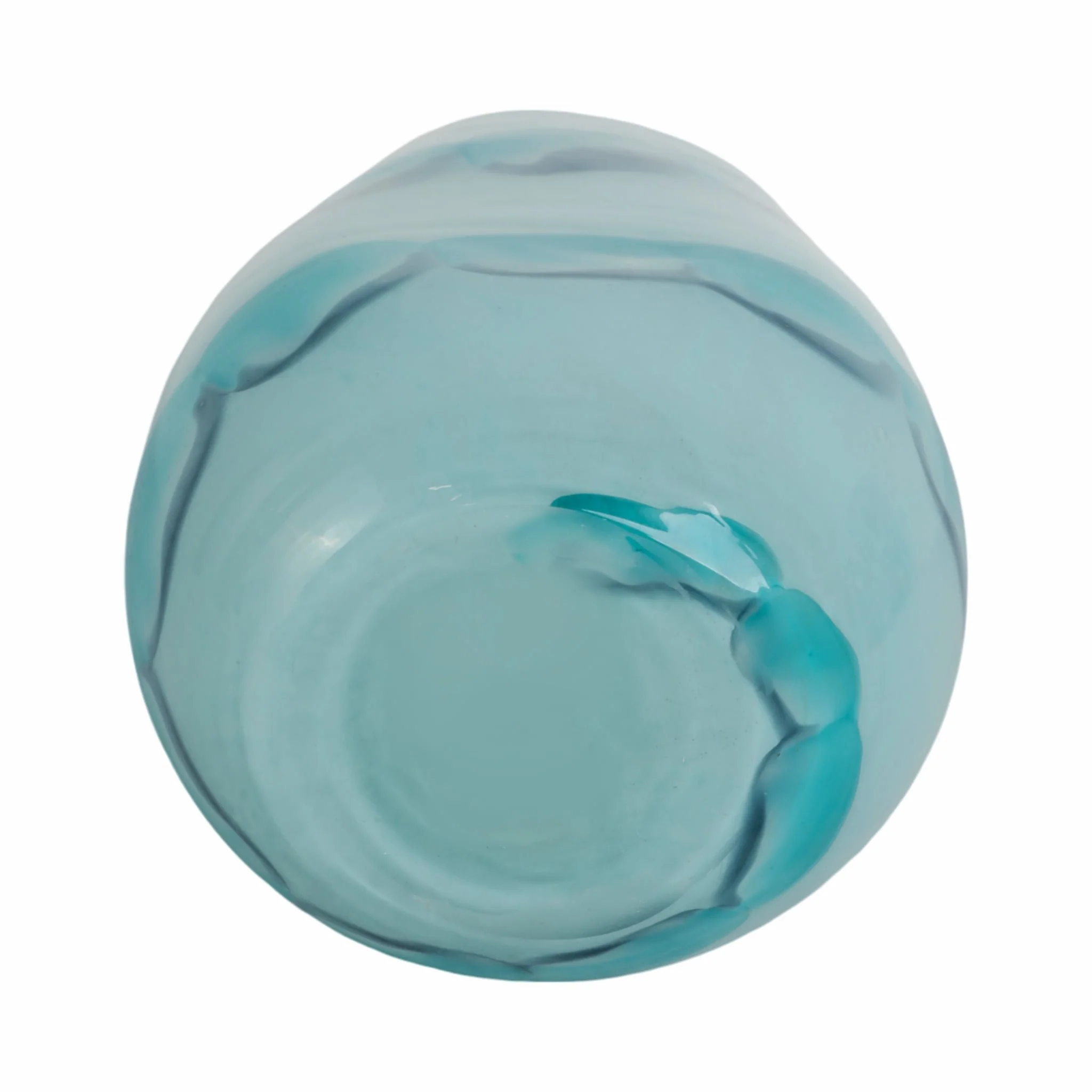 12x7" Bead Pattern Glass Vase, Blue - Image 7