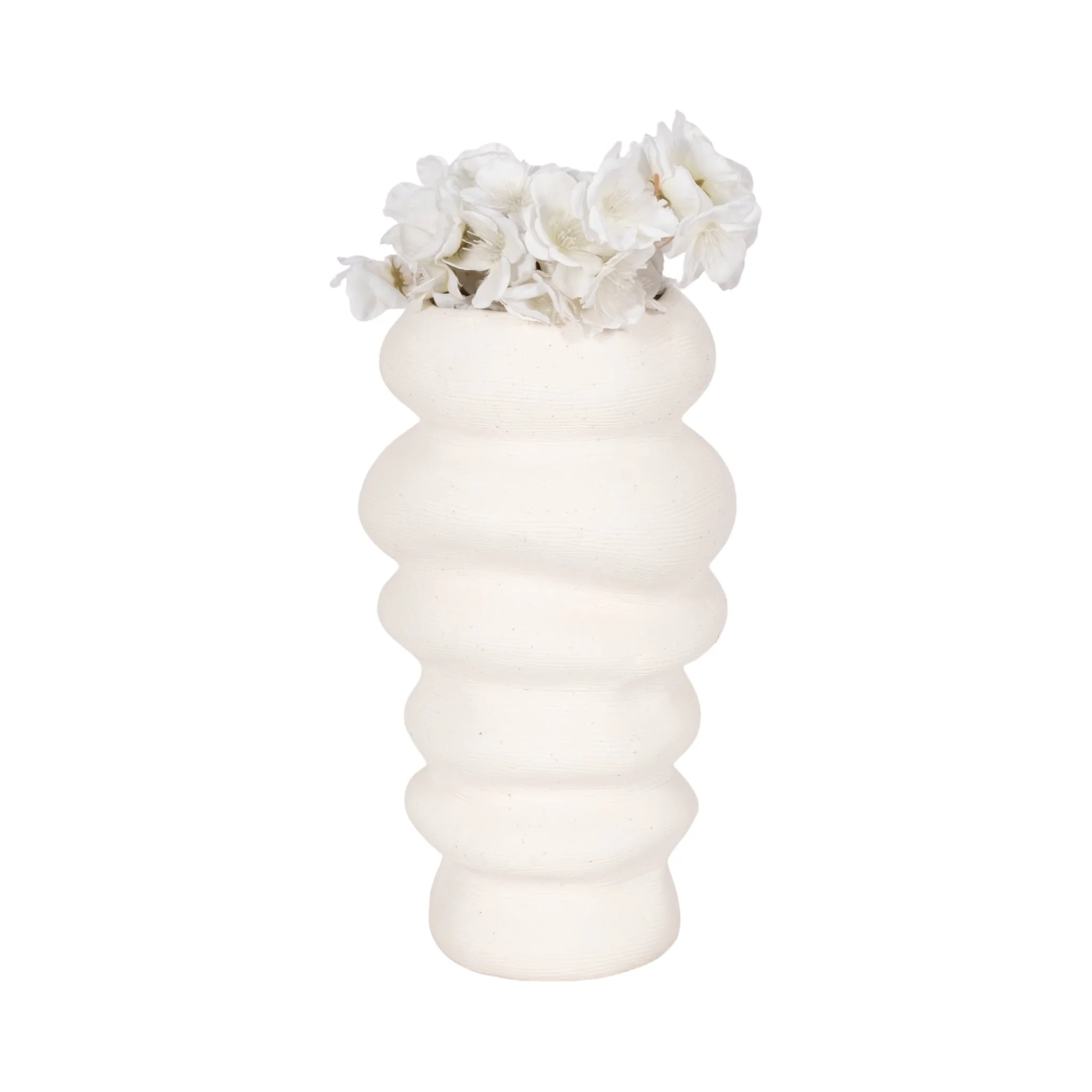 12x7" Hand Scribed Cairn Vase, White - Image 2