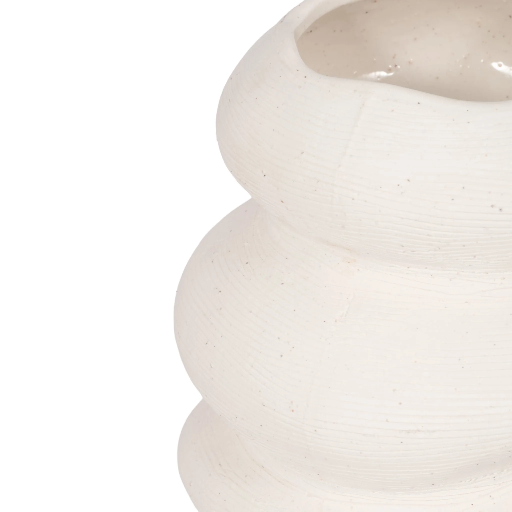 12x7" Hand Scribed Cairn Vase, White - Image 4