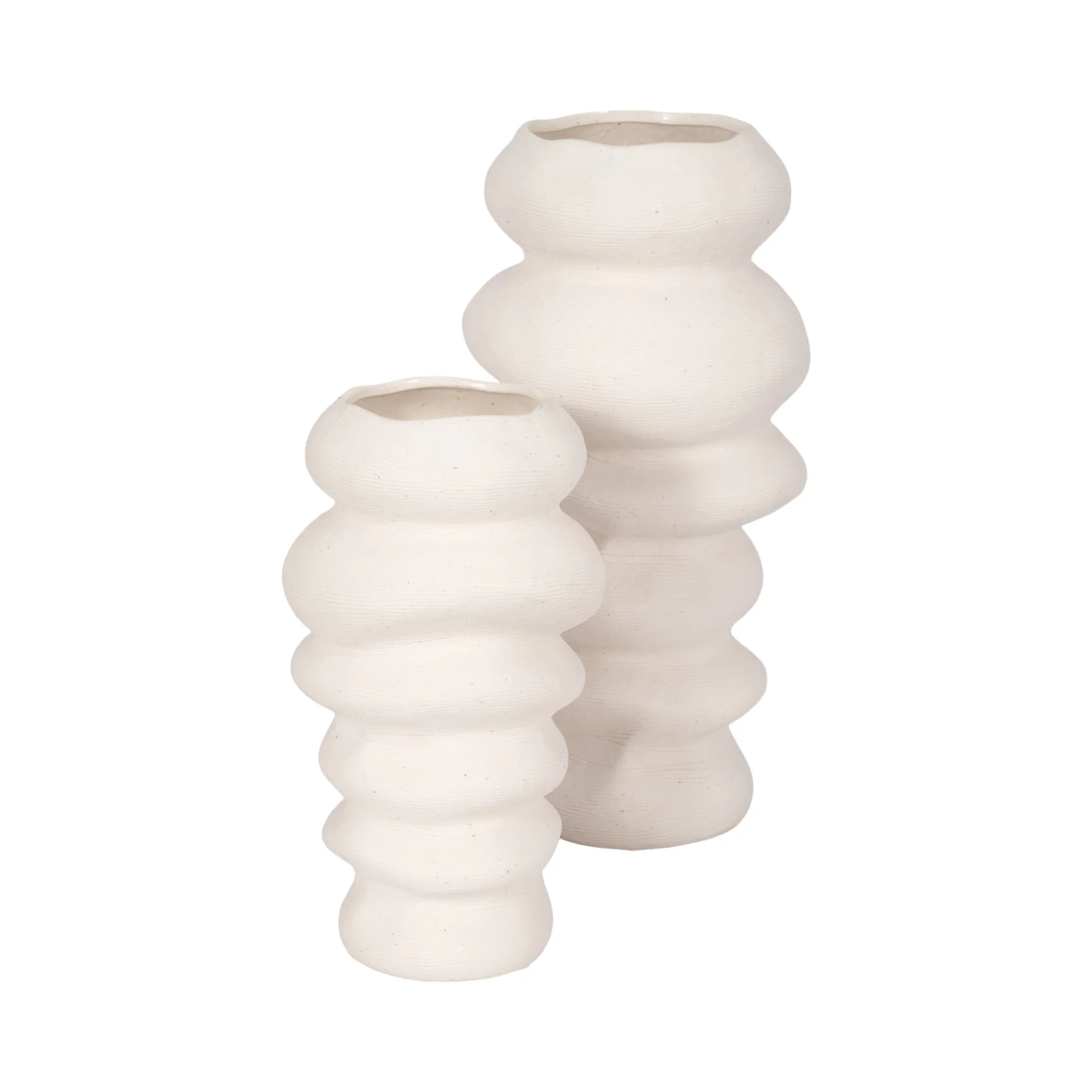 12x7" Hand Scribed Cairn Vase, White - Image 7