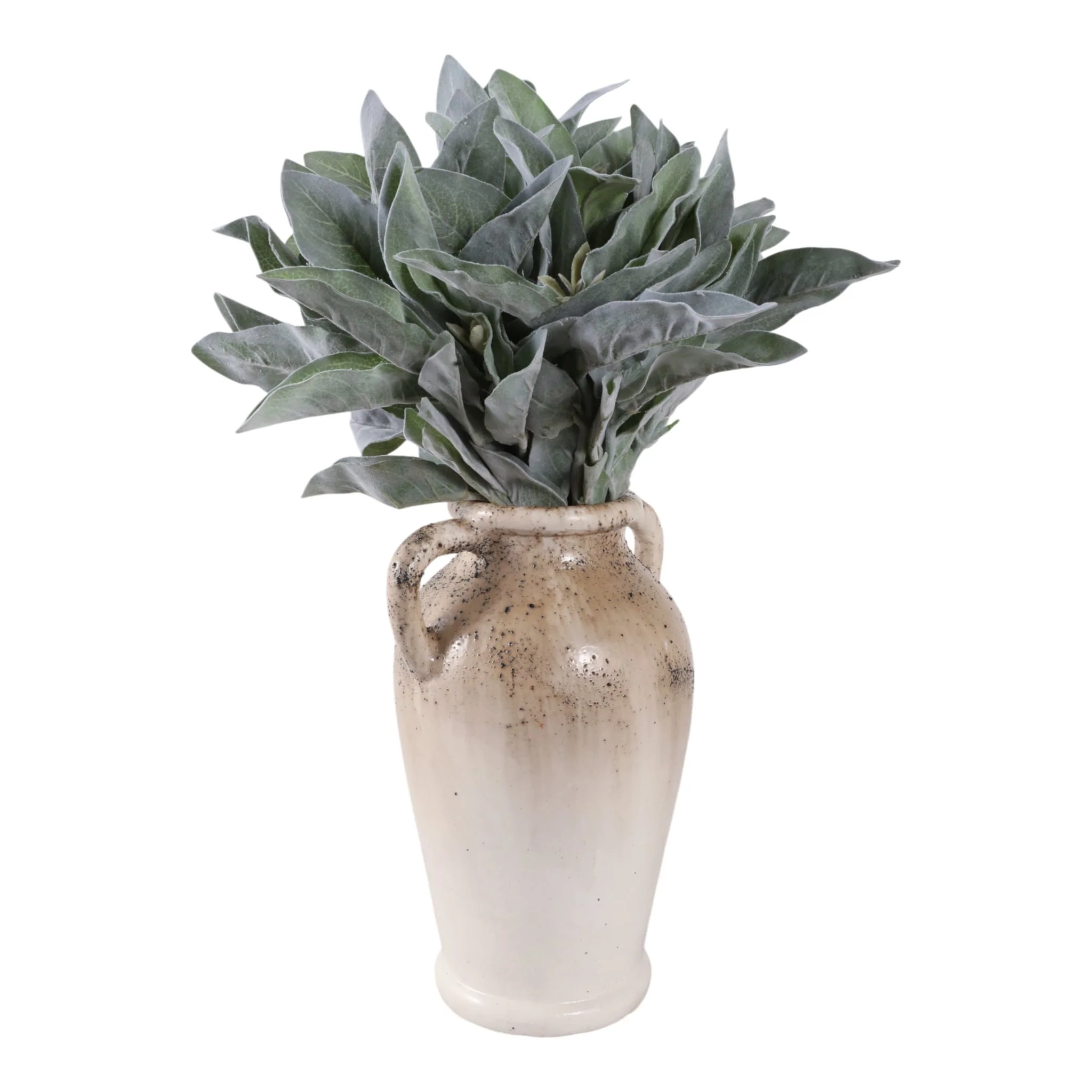 12x7" Textured Terracotta 2-handle Vase,ivry/brwn - Image 2