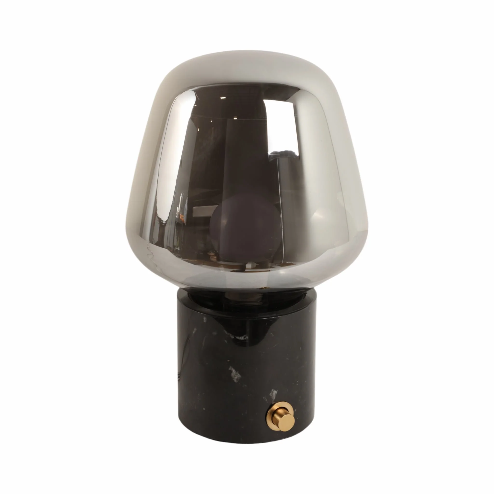 12x8" Glass Shade On Marble Base With Switch, Blac - Image 3