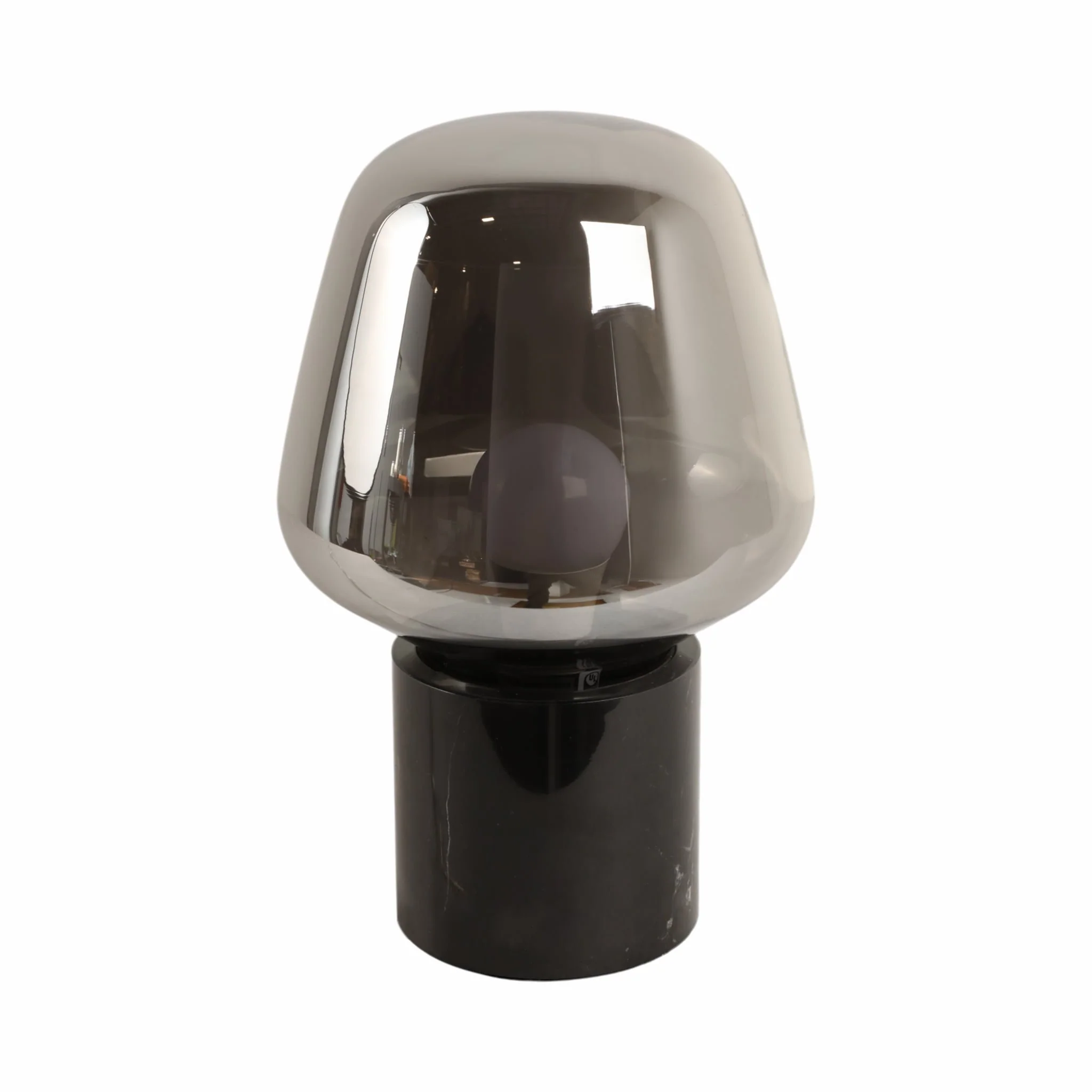 12x8" Glass Shade On Marble Base With Switch, Blac - Image 5