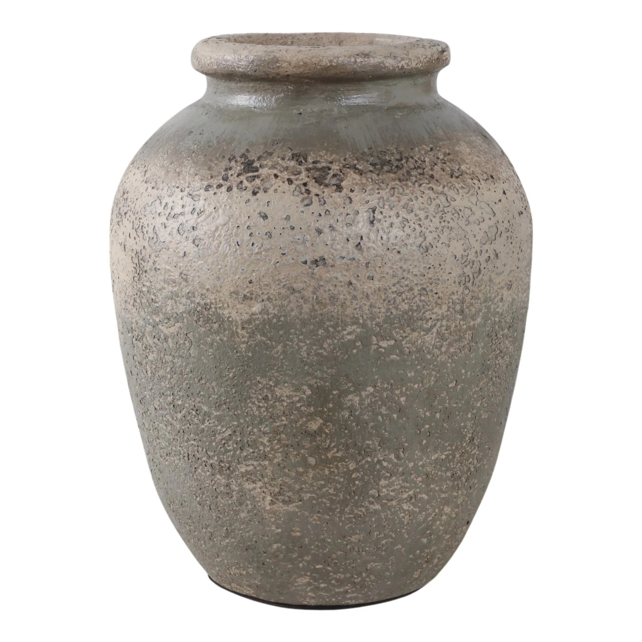12x9" Terracotta Vase, Ivory/green - Image 4