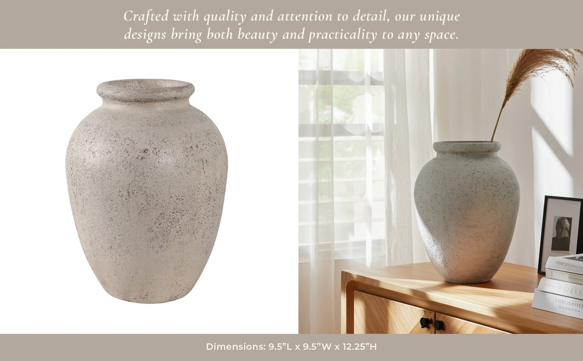 12x9" Terracotta Vase, White - Image 11