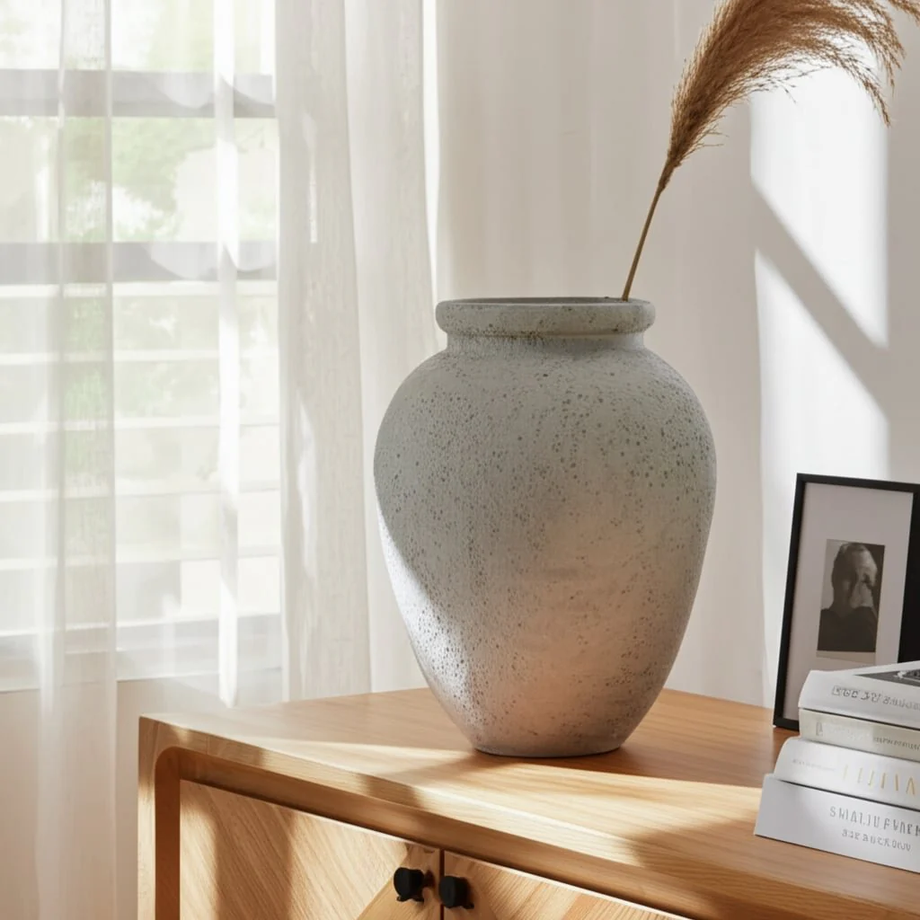 12x9" Terracotta Vase, White - Image 9
