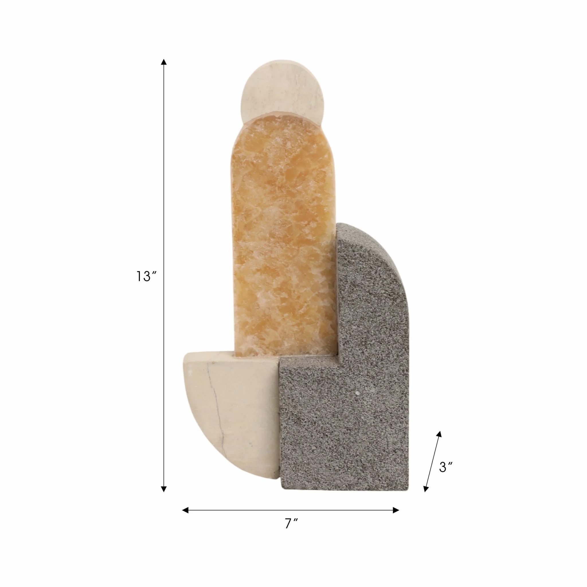 13" Abstrct Sculpture Lava&sand Stone & Onyx, Mult - Image 2