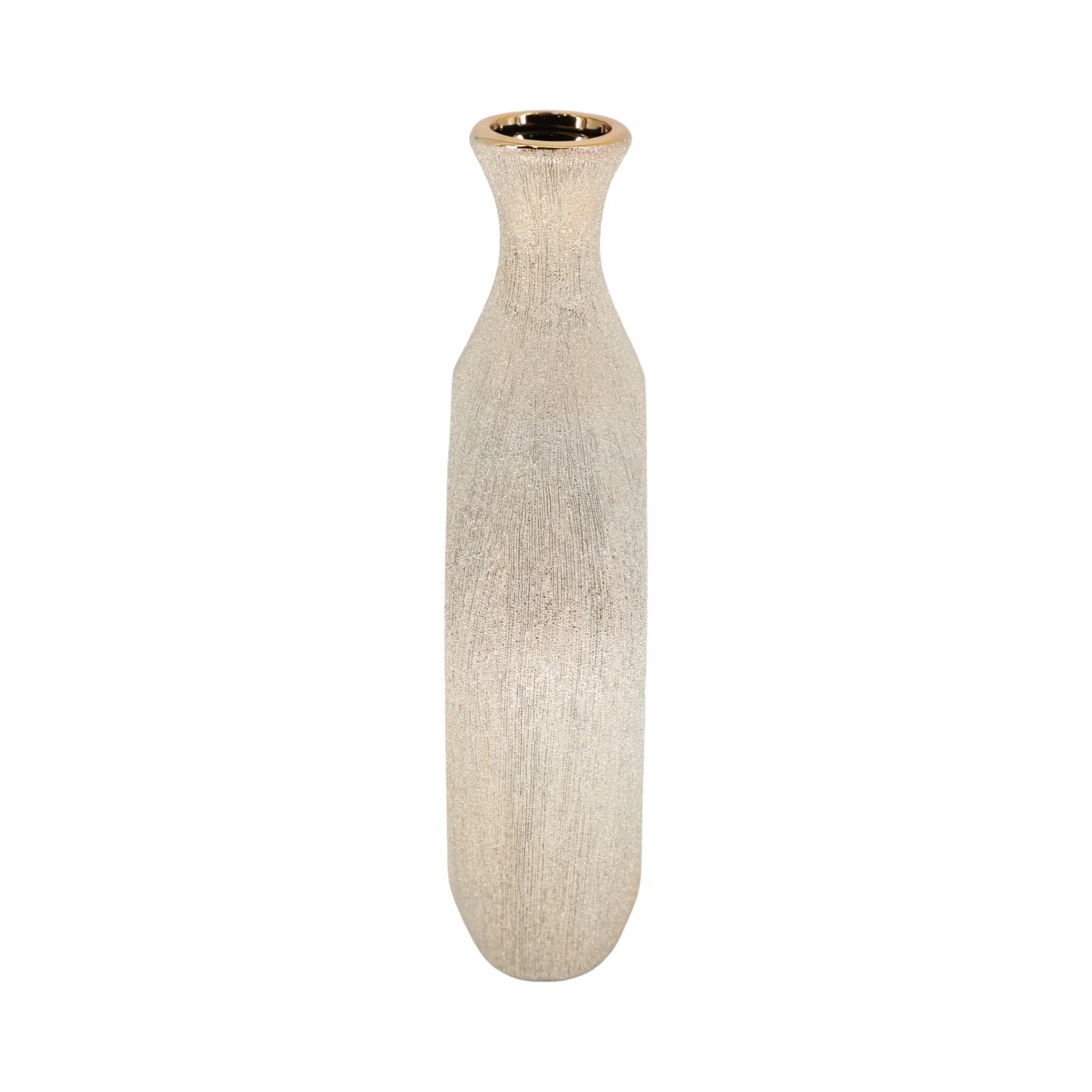 13" Beaded Oval Vase Cut-out, Champagne - Image 3