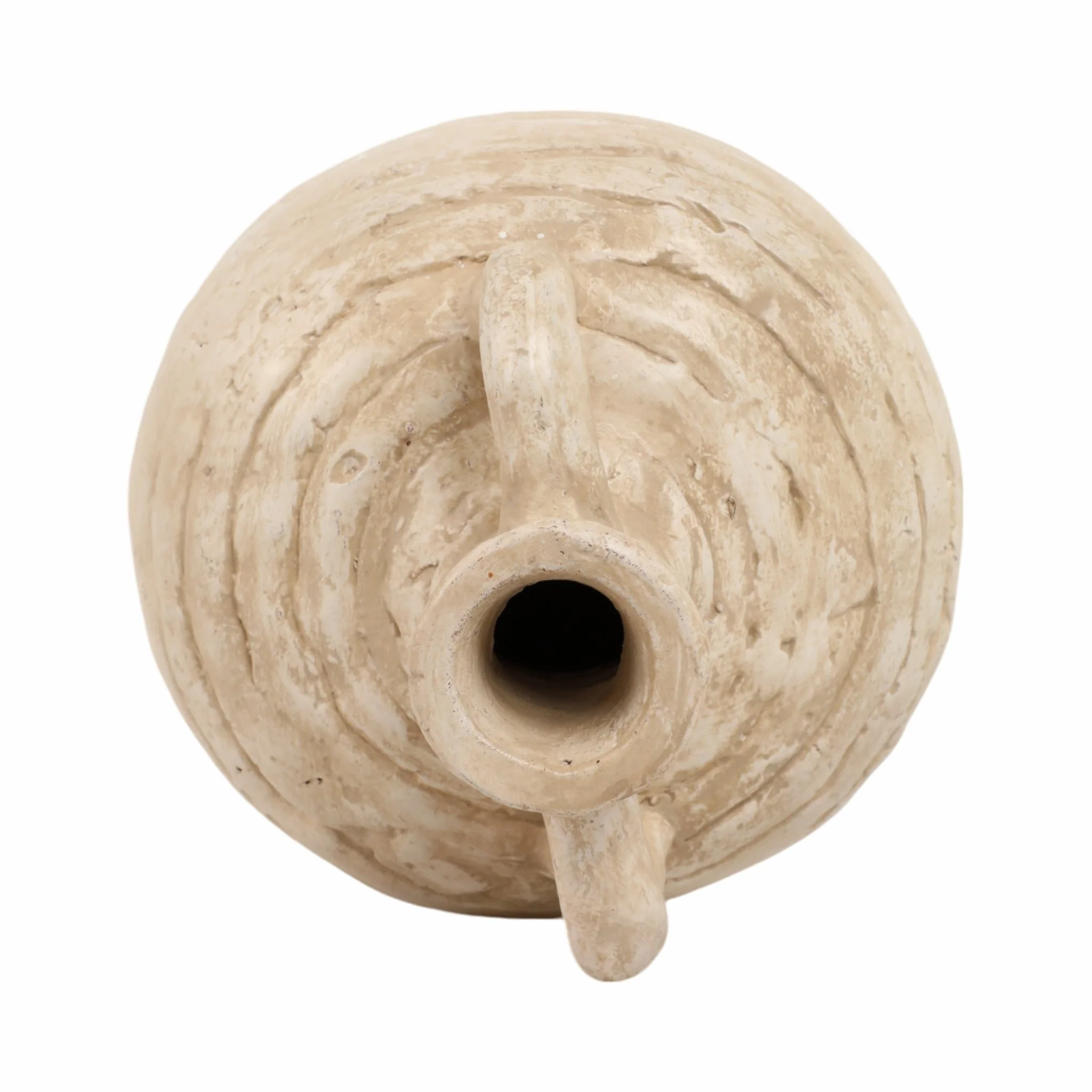 13" Bulbous Terracotta Eared Vase, Ivory - Image 7