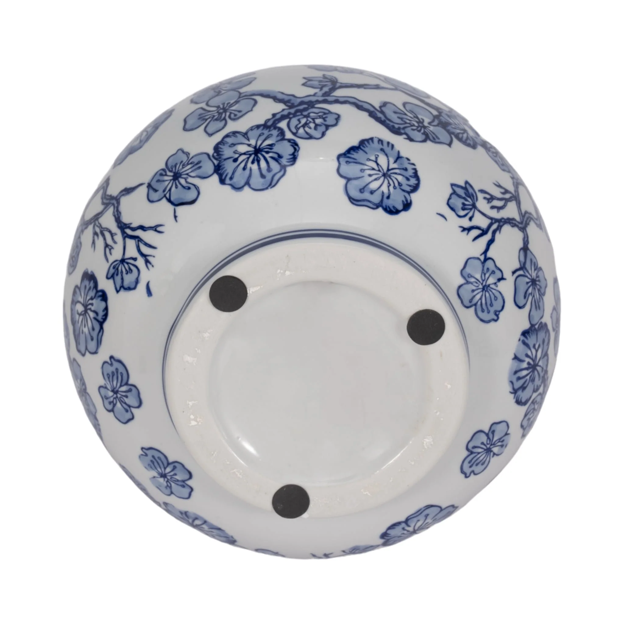 13" Cherry Blossom Chinoiserie Gourd Vase, Blue/wh - Image 6