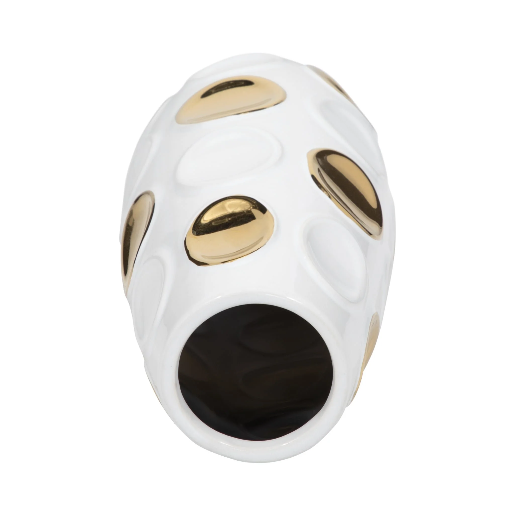 13" Circle Embossed Vase, White/gold - Image 6