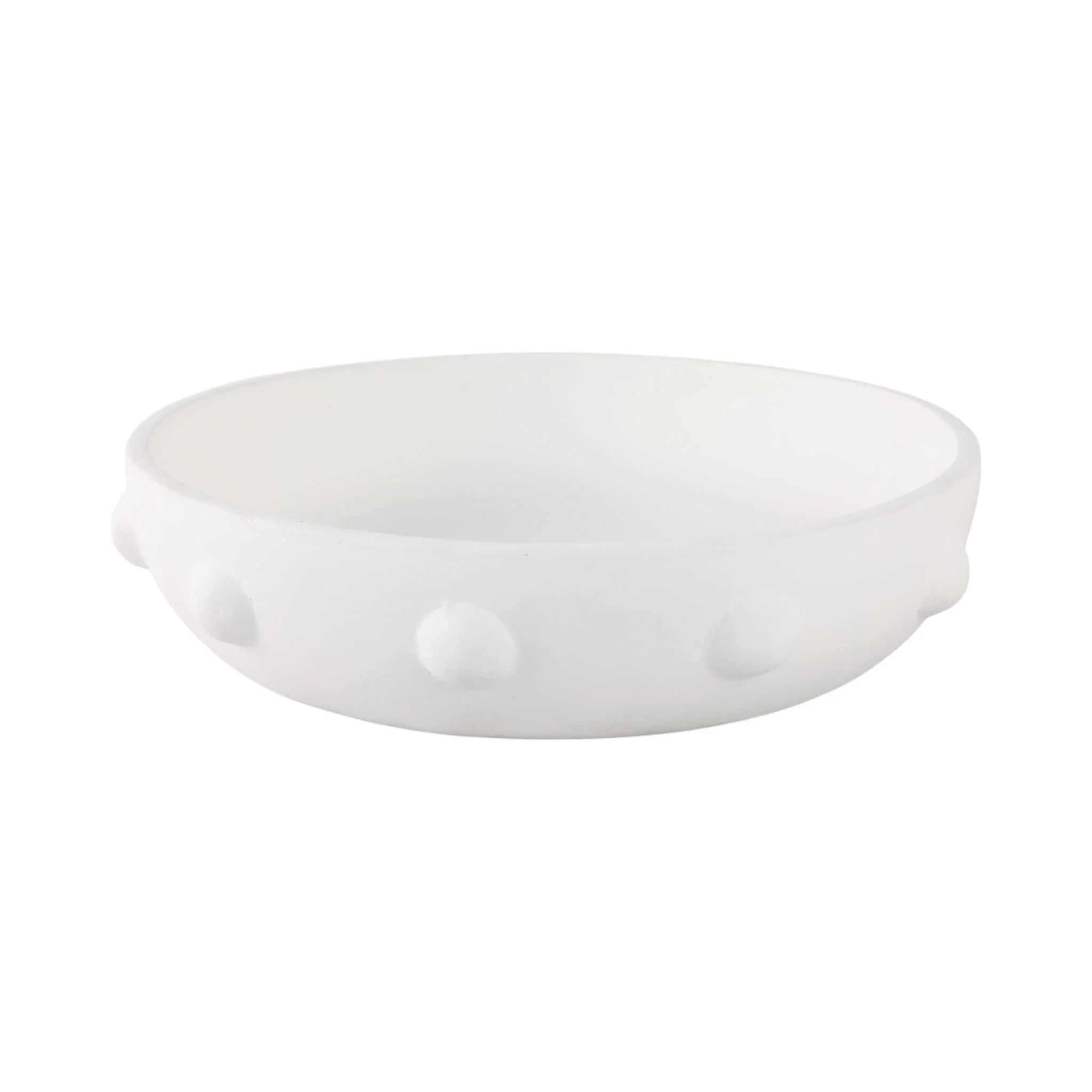 13" Clay Beaded Bowl, White - Image 2