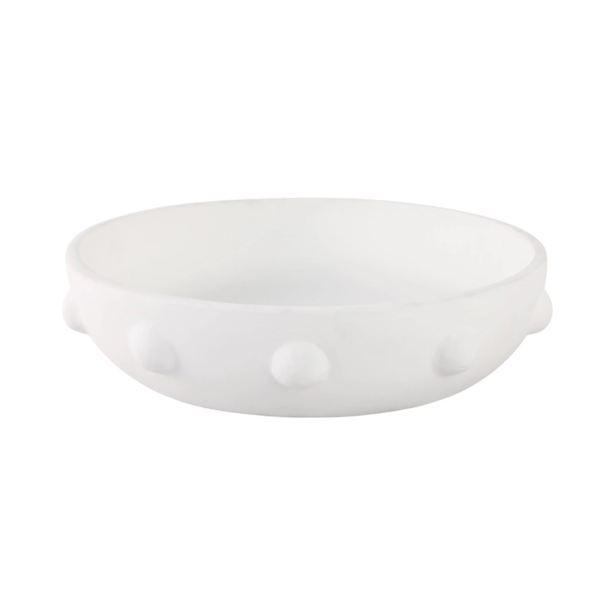 13" Clay Beaded Bowl, White - Image 4