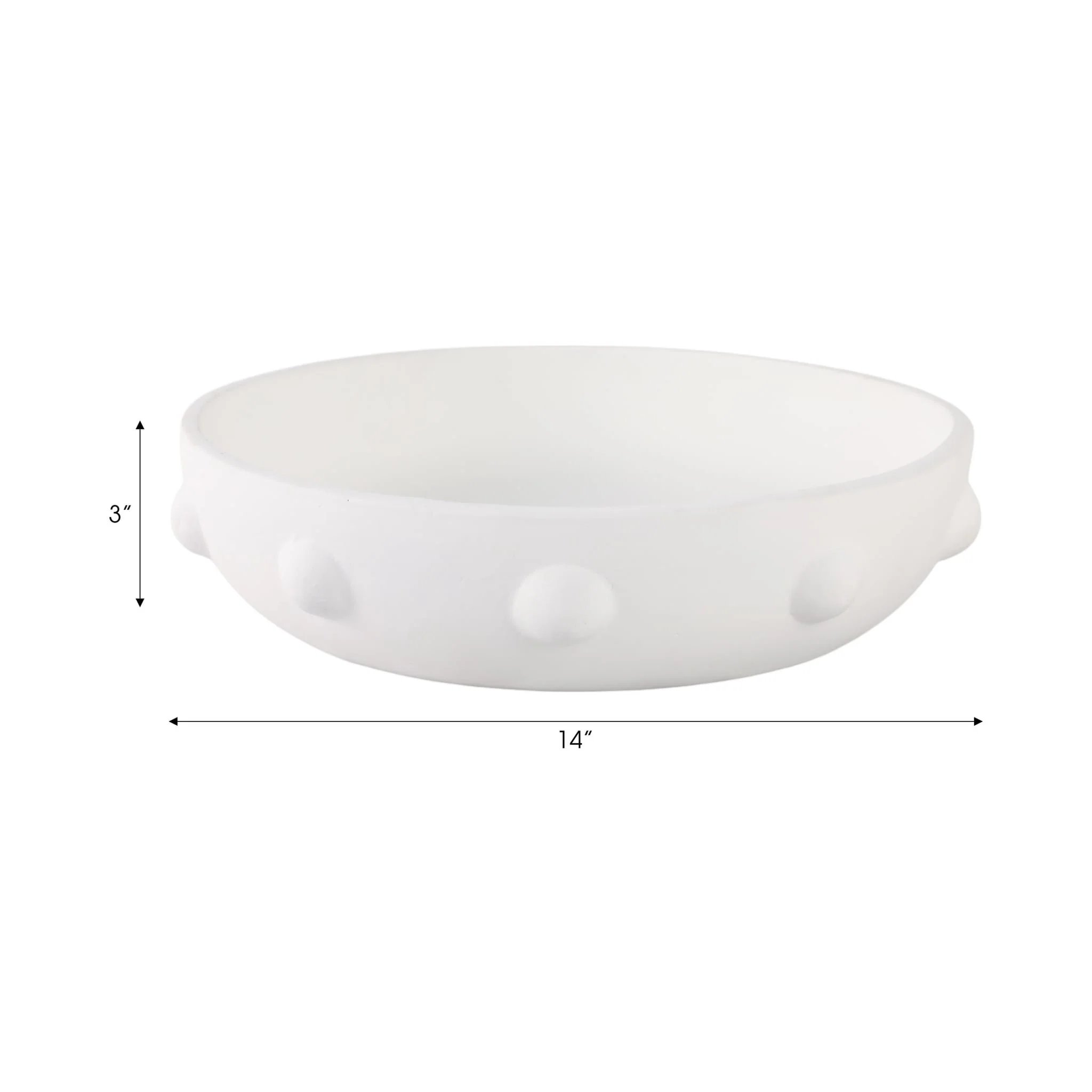 13" Clay Beaded Bowl, White - Image 8