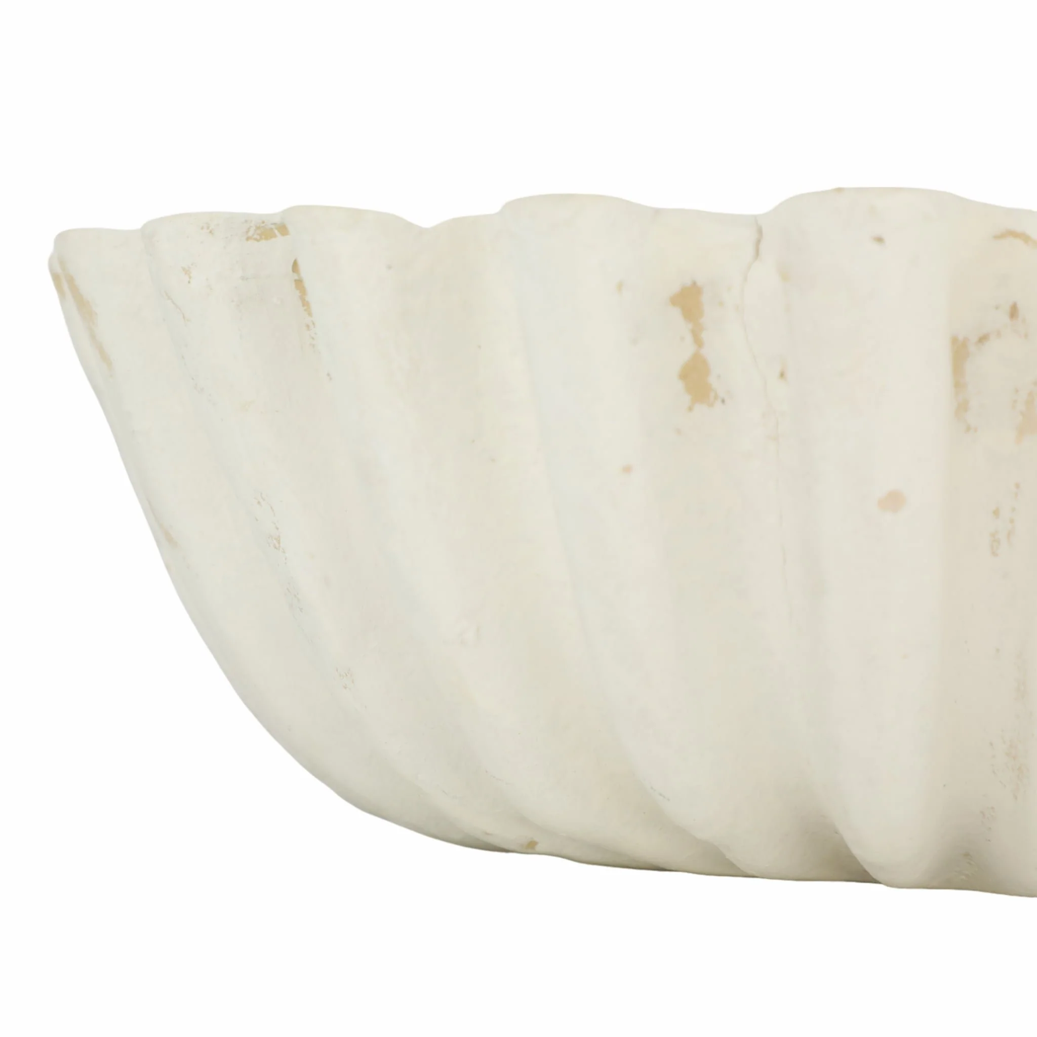 13" Fluted Paper Mache Bowl, Ivory - Image 3