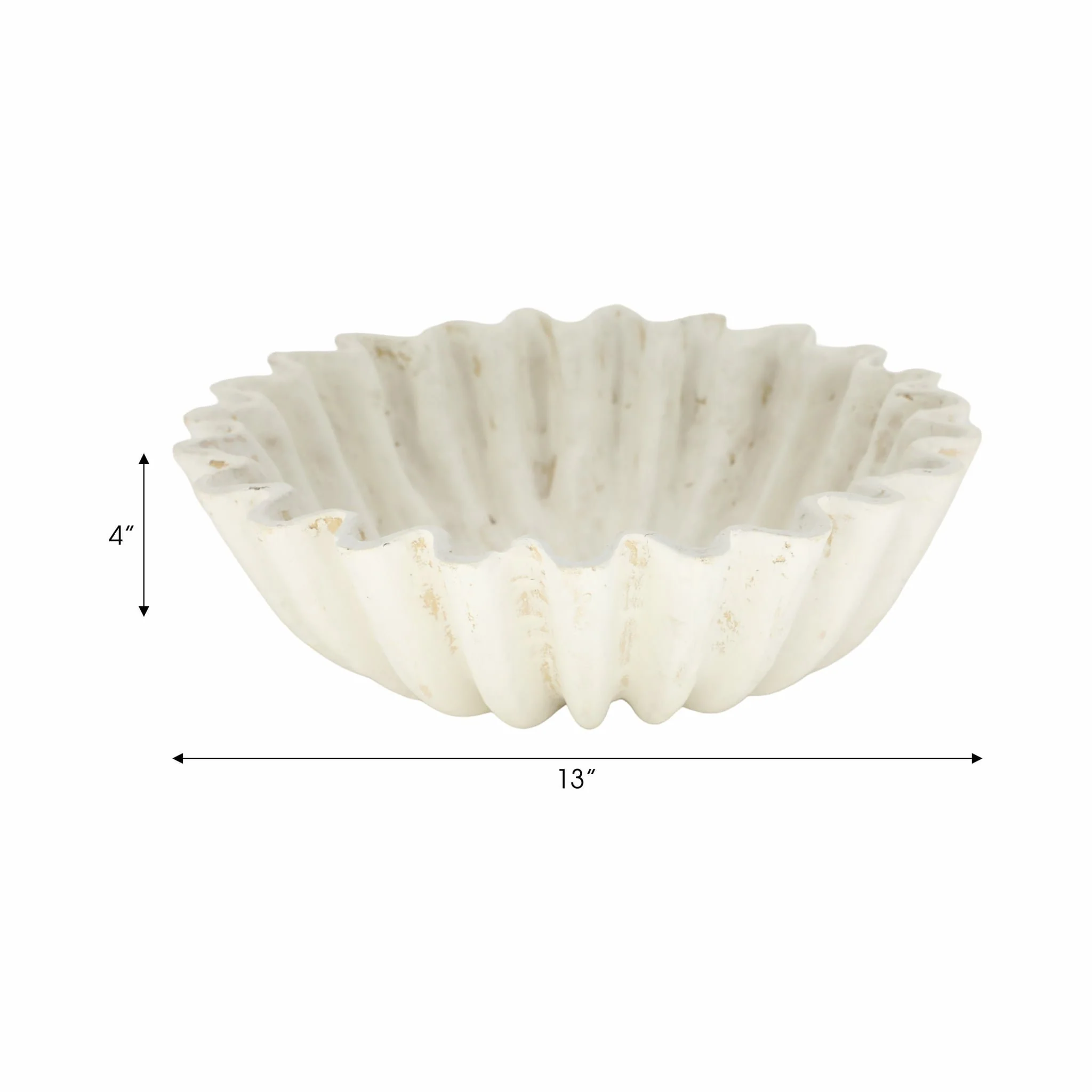 13" Fluted Paper Mache Bowl, Ivory - Image 7