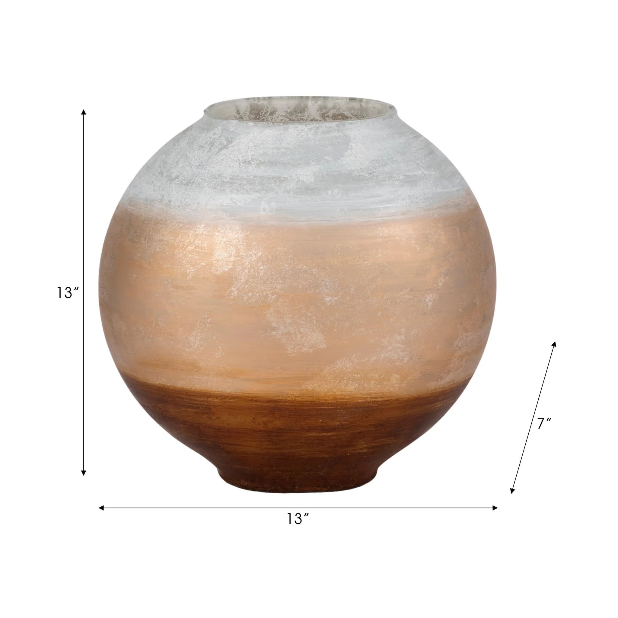 13" Gold Ombre Round Vase, White/gold - Image 9