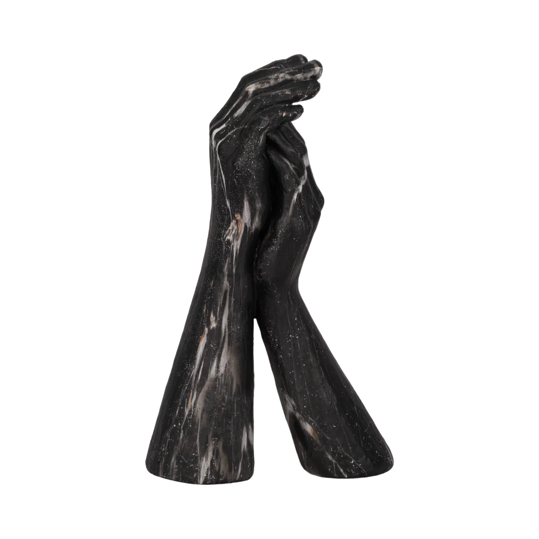 13" Marbled Hands Sculpture, Black/white - Image 4