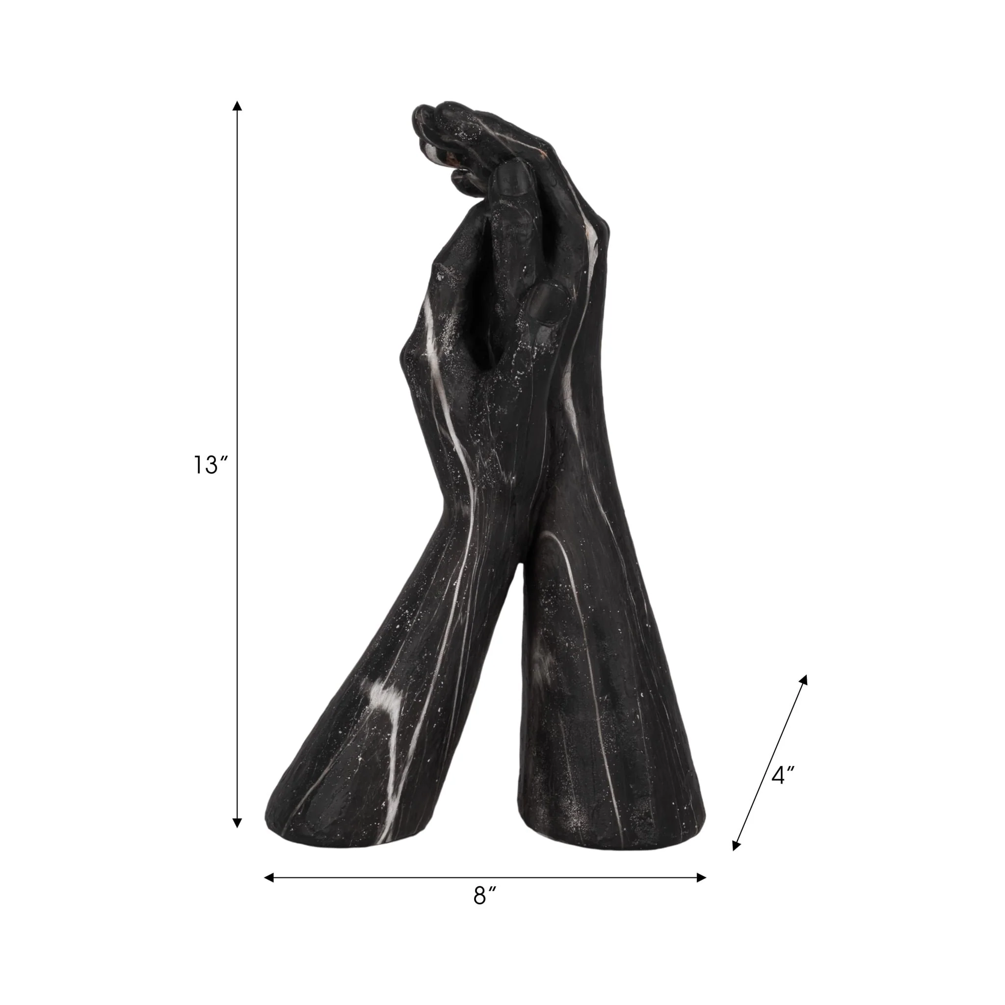 13" Marbled Hands Sculpture, Black/white - Image 9