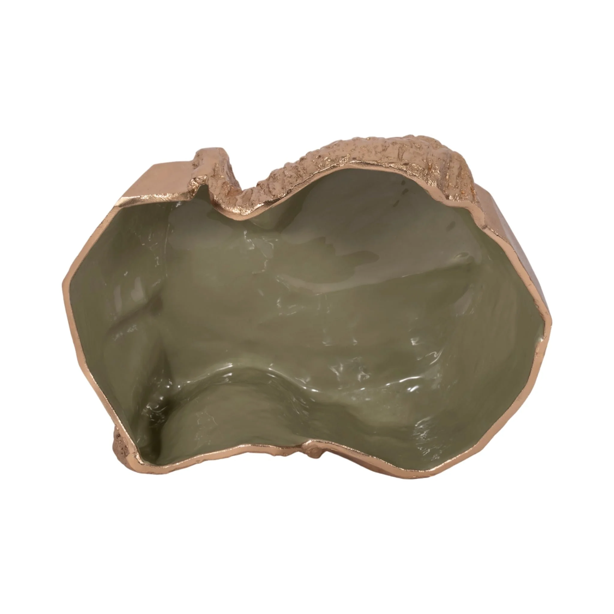 13" Metal Trunk Bowl With Color Inside, Gold/green - Image 6