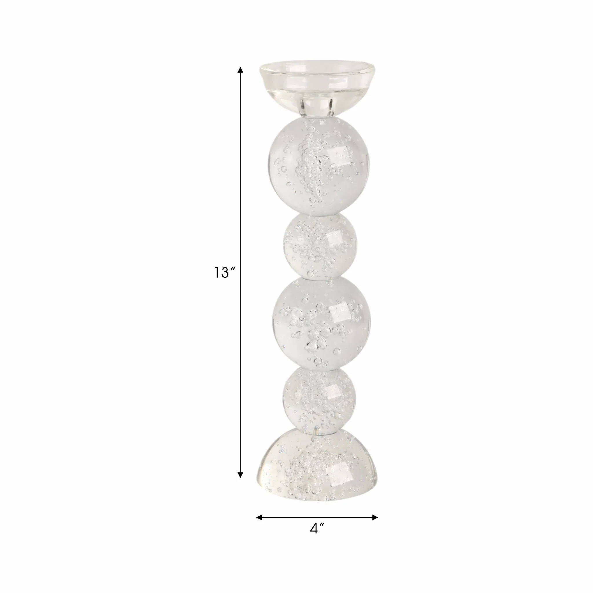 13" Multi Bubble Crystal Candle Holder W/ Taper, C - Image 2