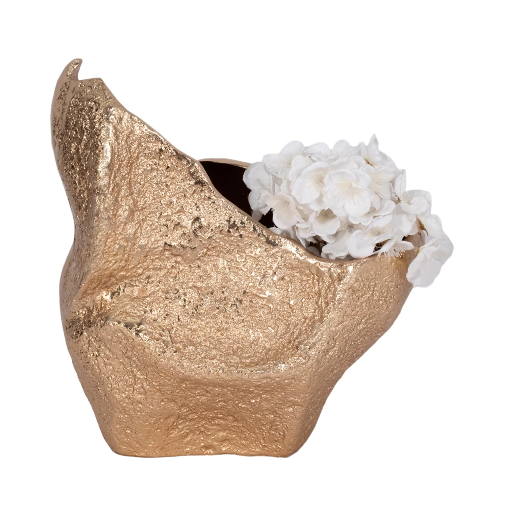 13" Organic Edge Metal Vase, Champagne - Image 2