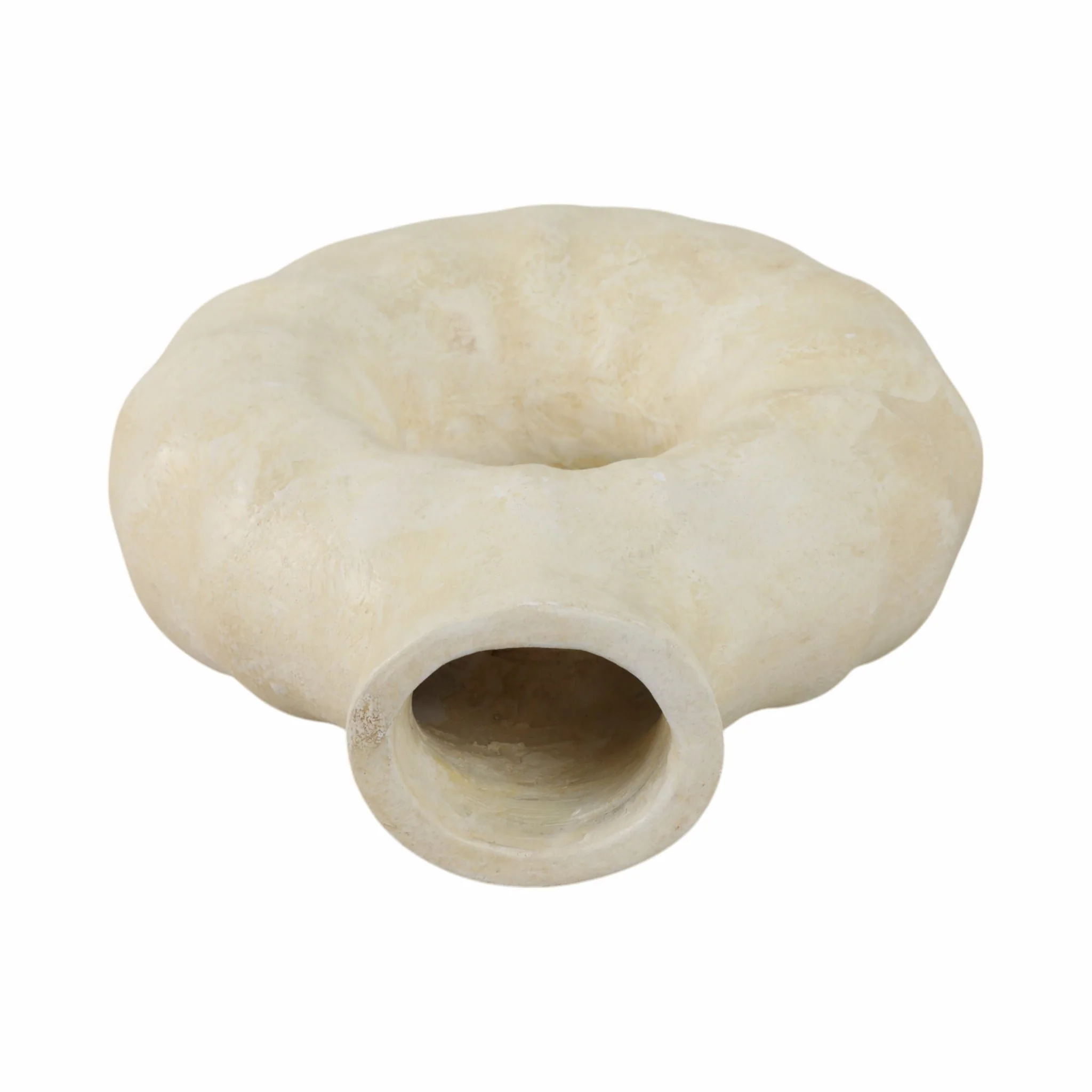 13" Ridged Open Cut-out Terracotta Vase, Ivory - Image 6