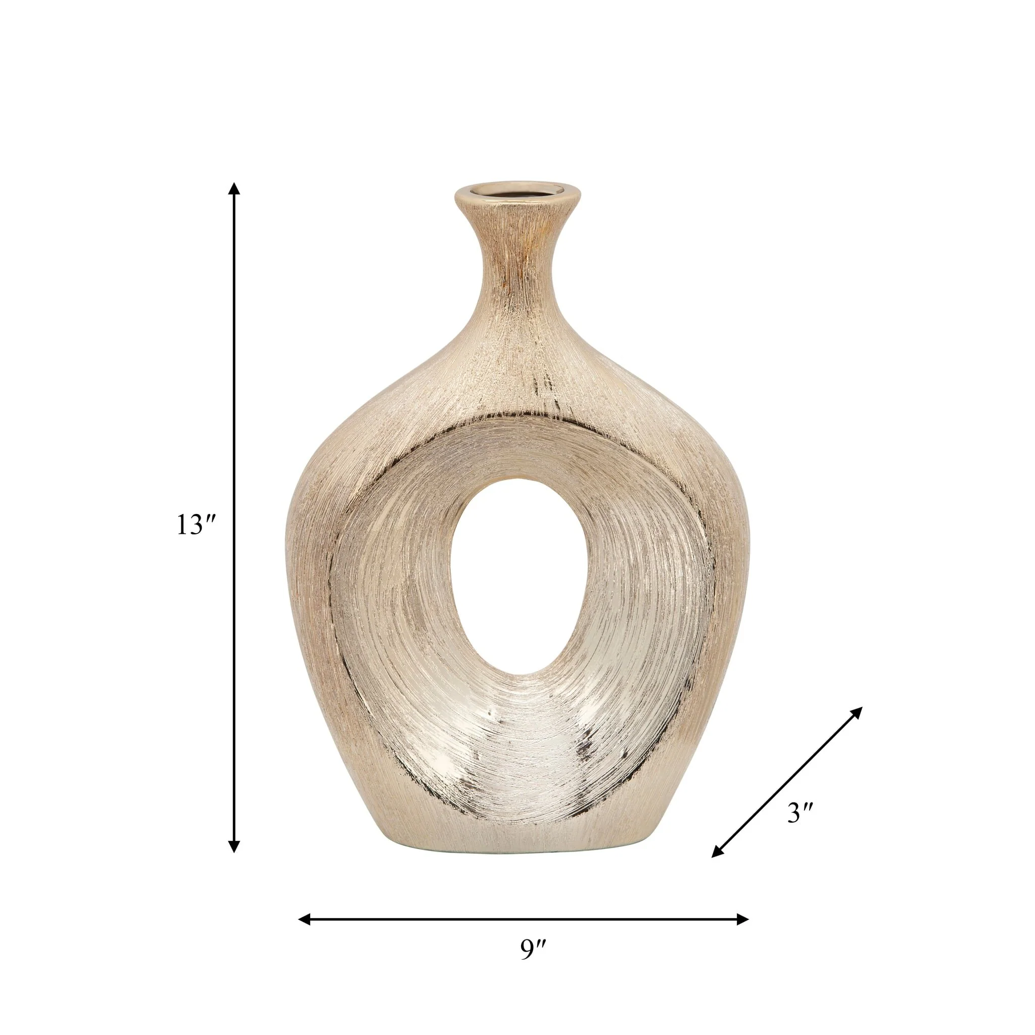 13" Scratched Oval Vase Cut-out, Champagne - Image 8