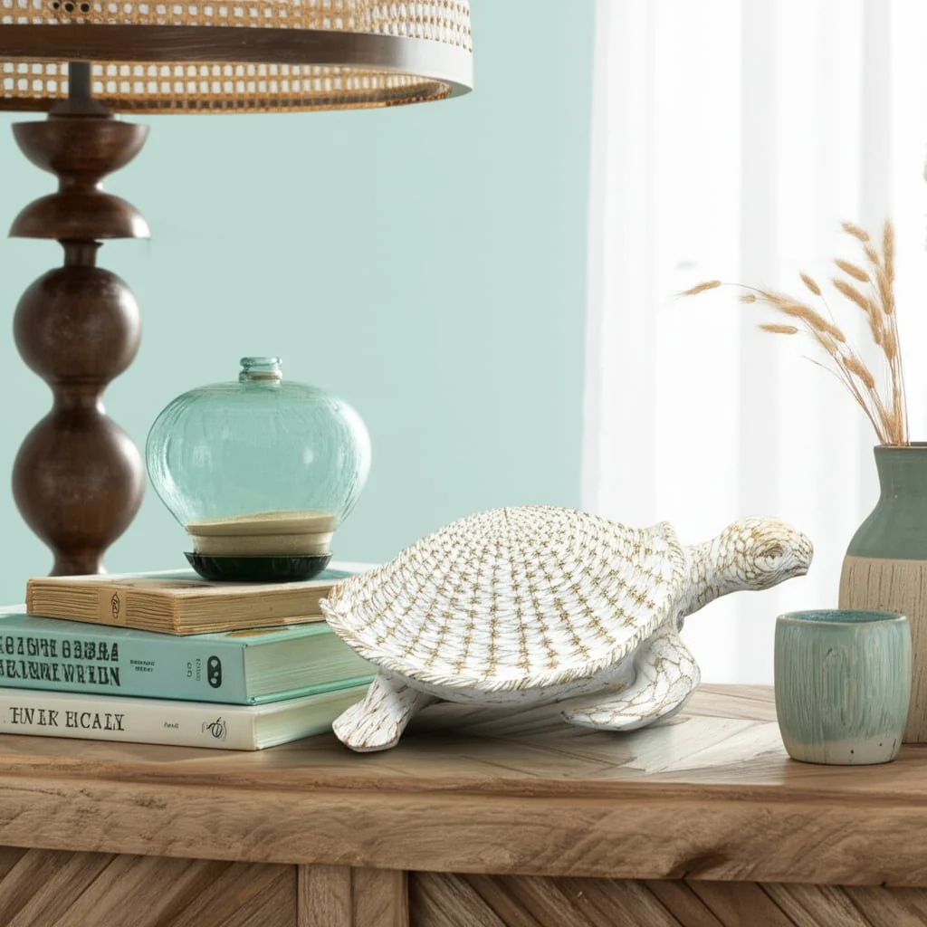 13"  Sea Turtle Woven Pattern, White - Image 10