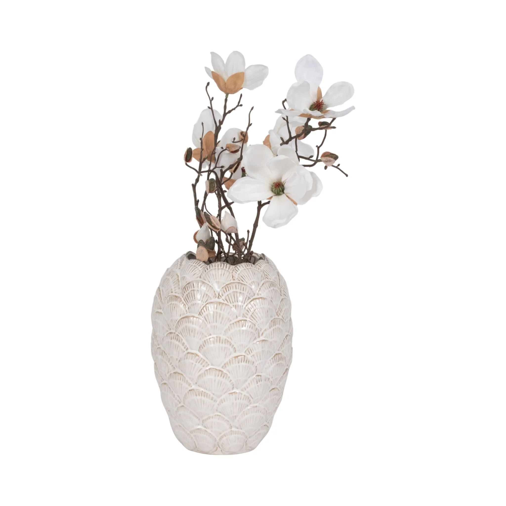 13" Seashells Vase, White - Image 2