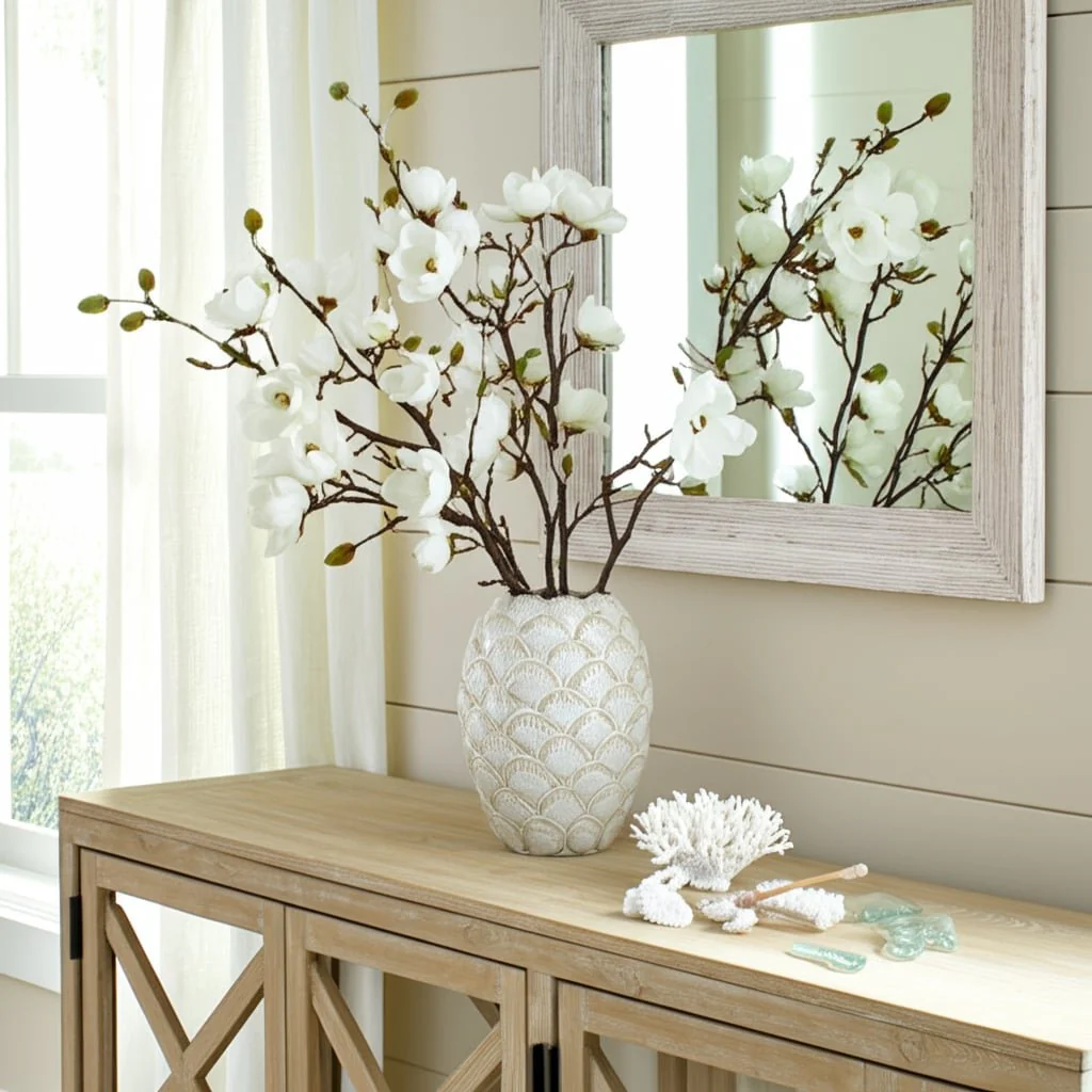 13" Seashells Vase, White - Image 9