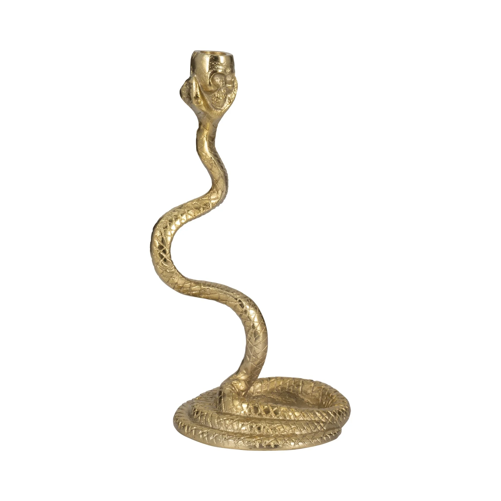 13" Snake Taper Candle Holder, Gold - Image 3