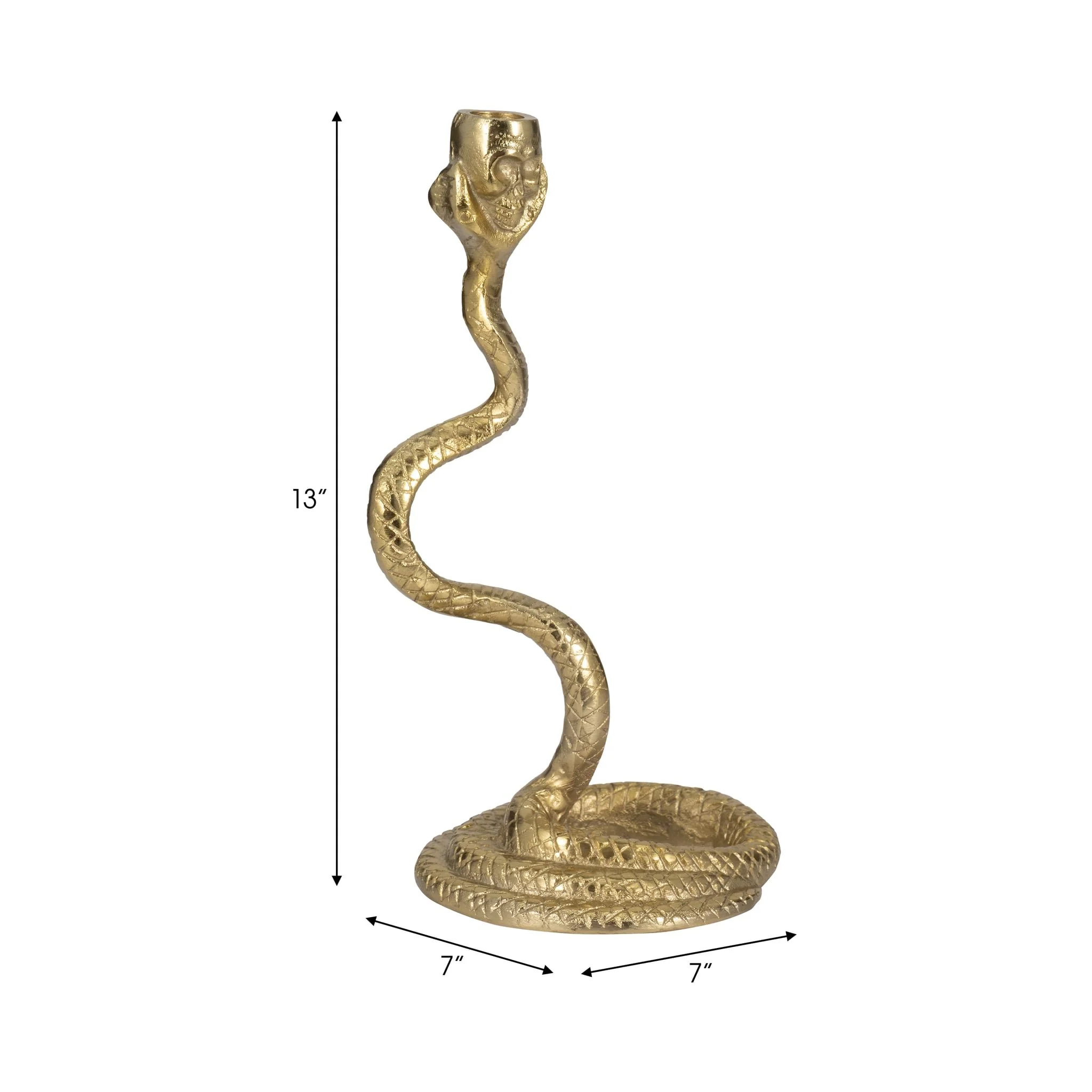 13" Snake Taper Candle Holder, Gold - Image 9