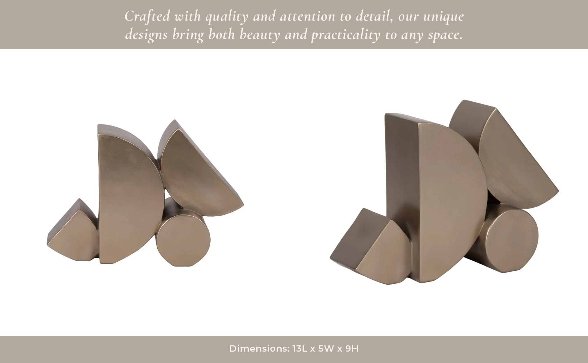 13" Stacked Shapes Sculpture, Champagne - Image 12