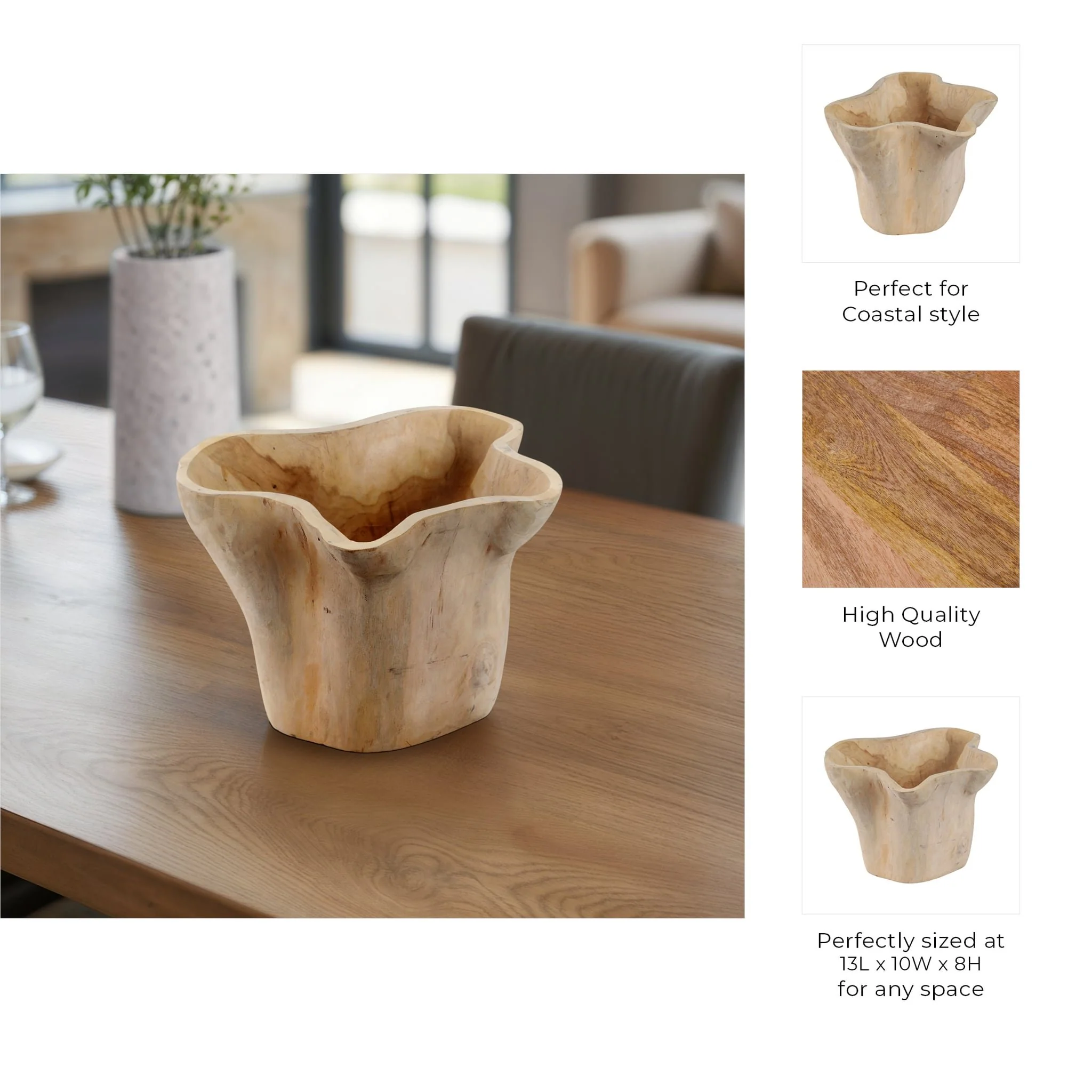 13" Teak Root Bowl, Natural - Image 9
